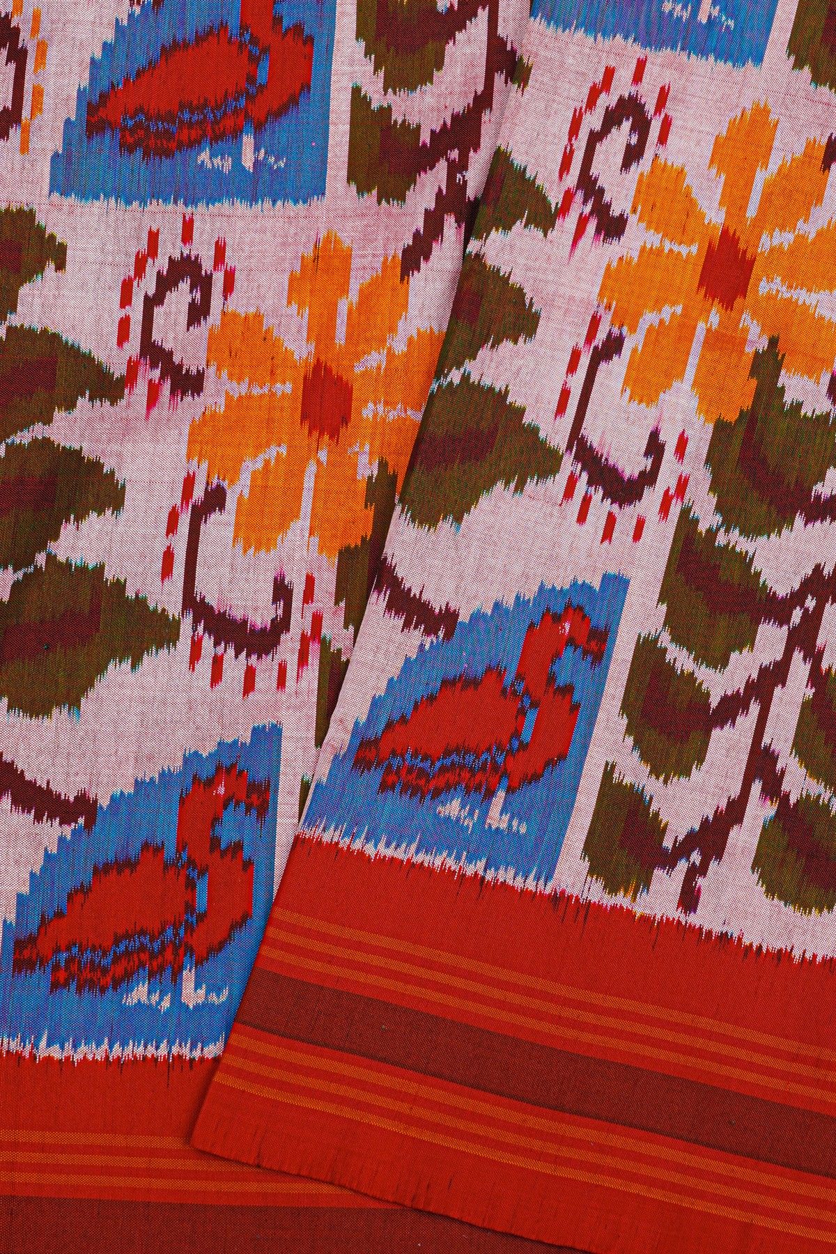 Ikat Silk Multi Colour Saree