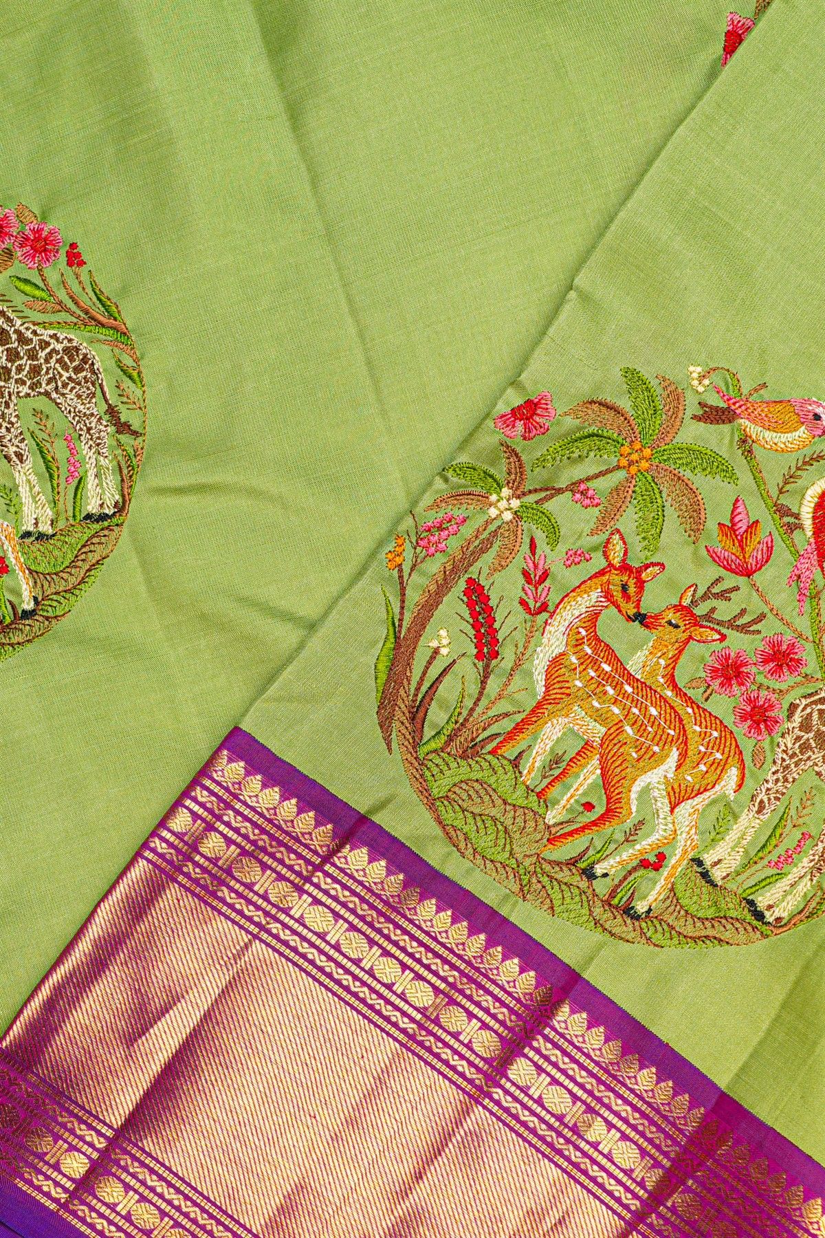 Kancheepuram Silk Parrot Green Saree