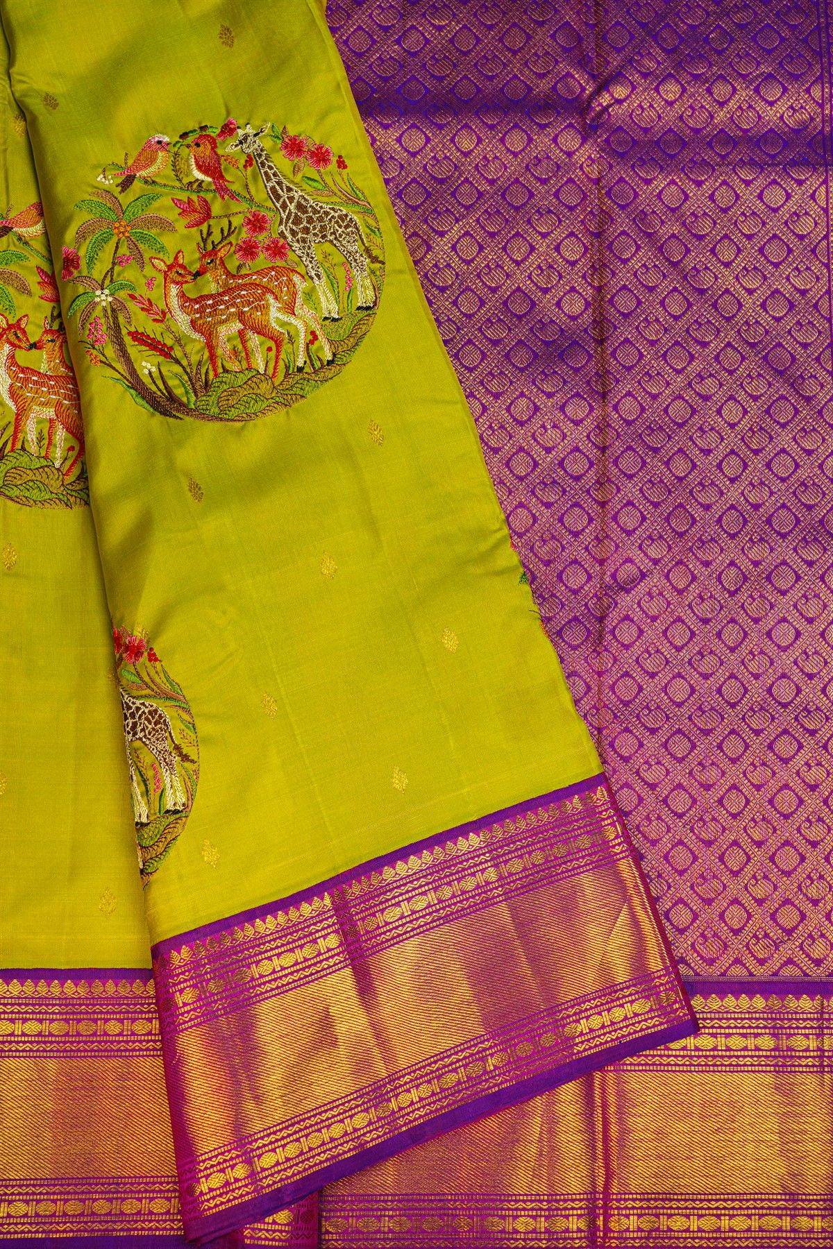 Kancheepuram Silk Parrot Green Saree