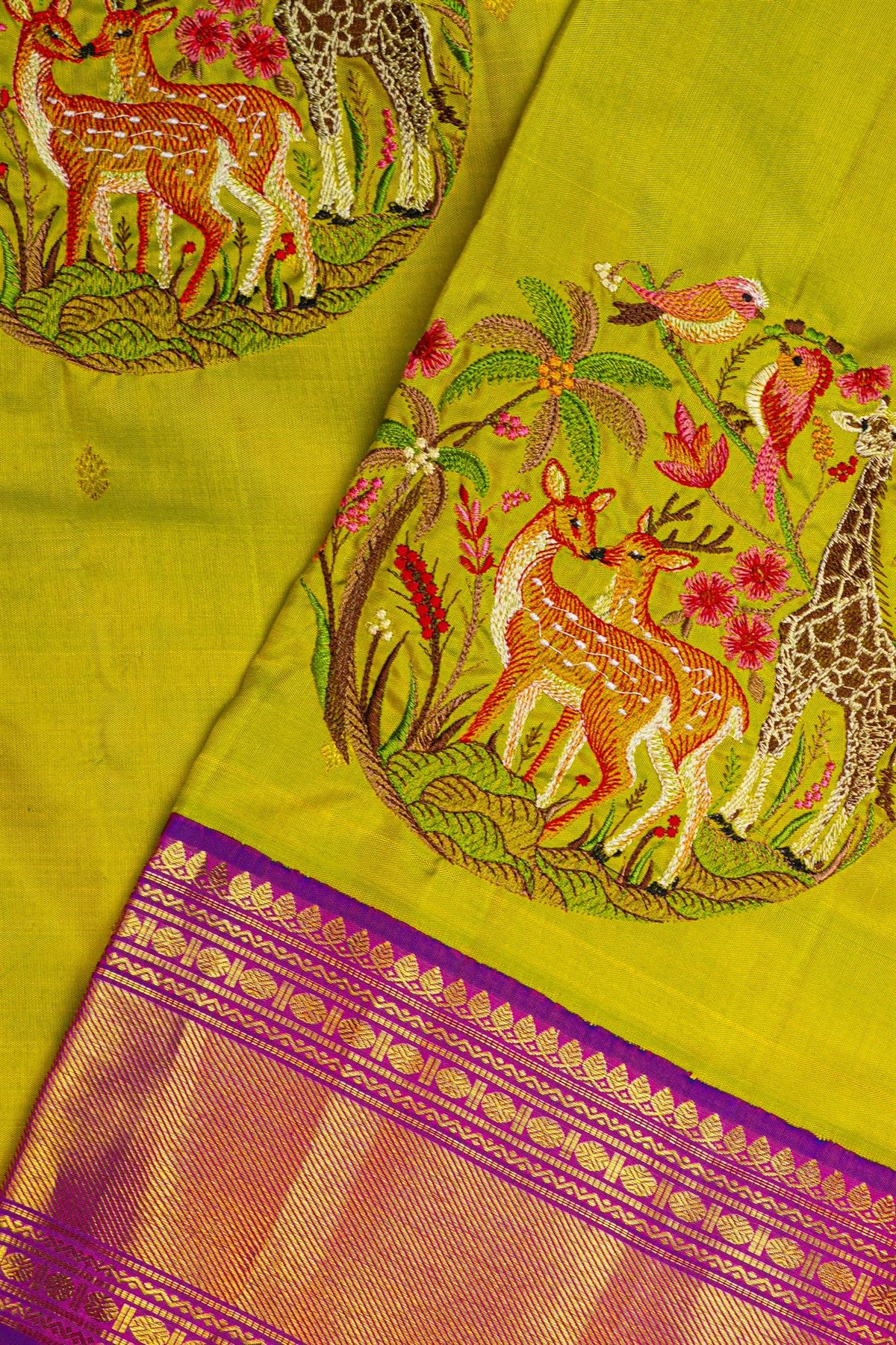Kancheepuram Silk Parrot Green Saree
