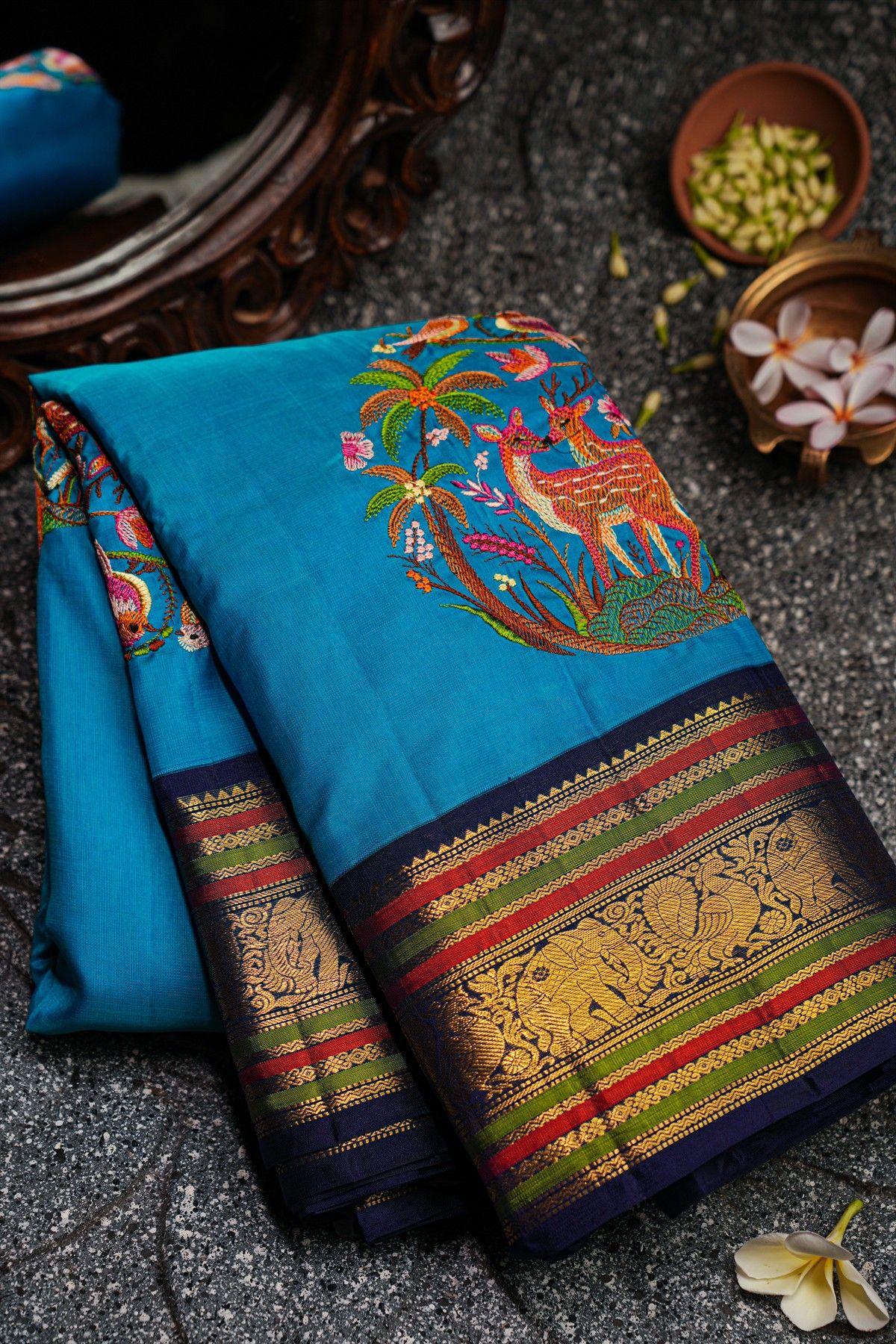 Kancheepuram Silk Sky Blue Saree