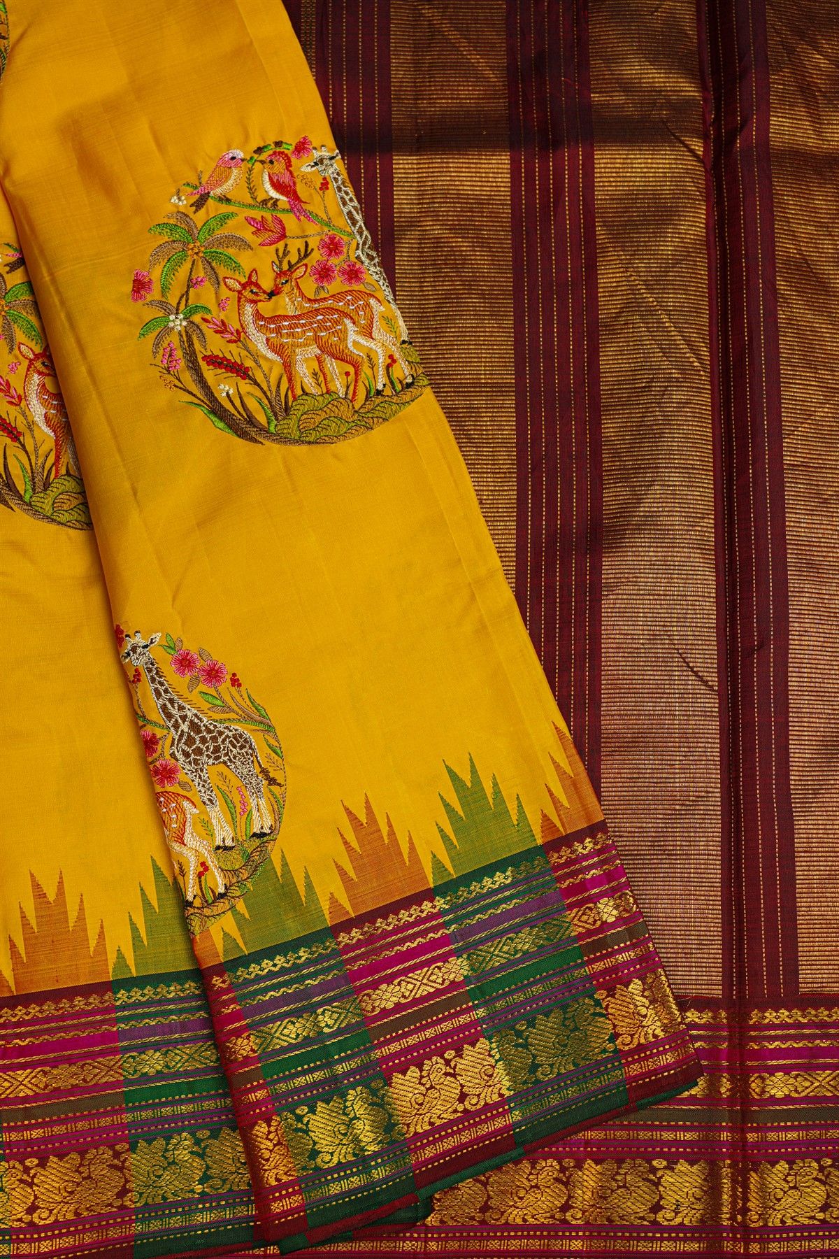 Kancheepuram Silk Mustard Saree