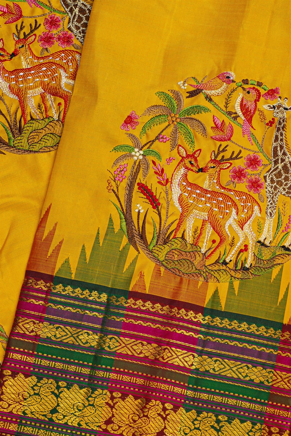 Kancheepuram Silk Mustard Saree