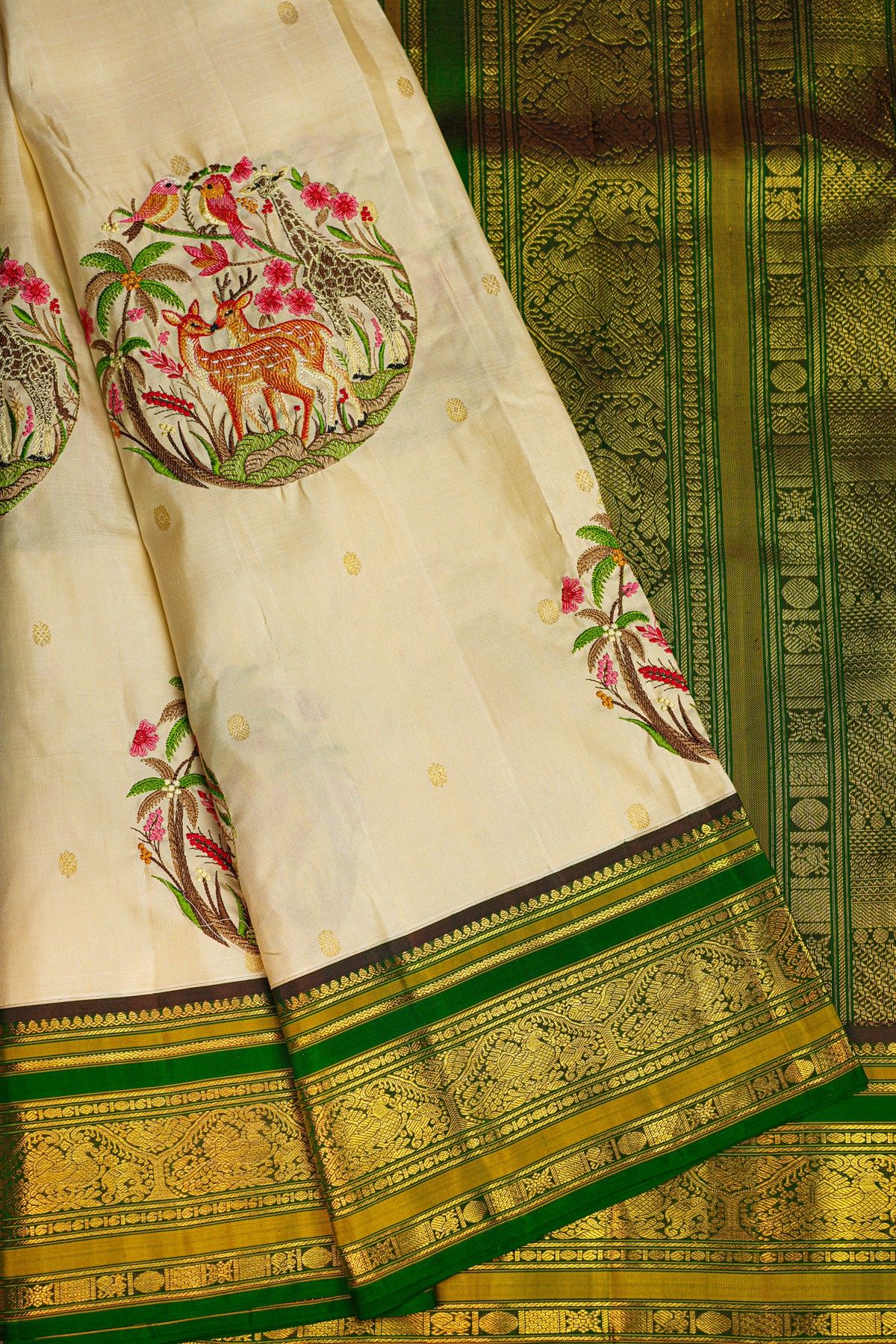Kancheepuram Silk Cream Saree