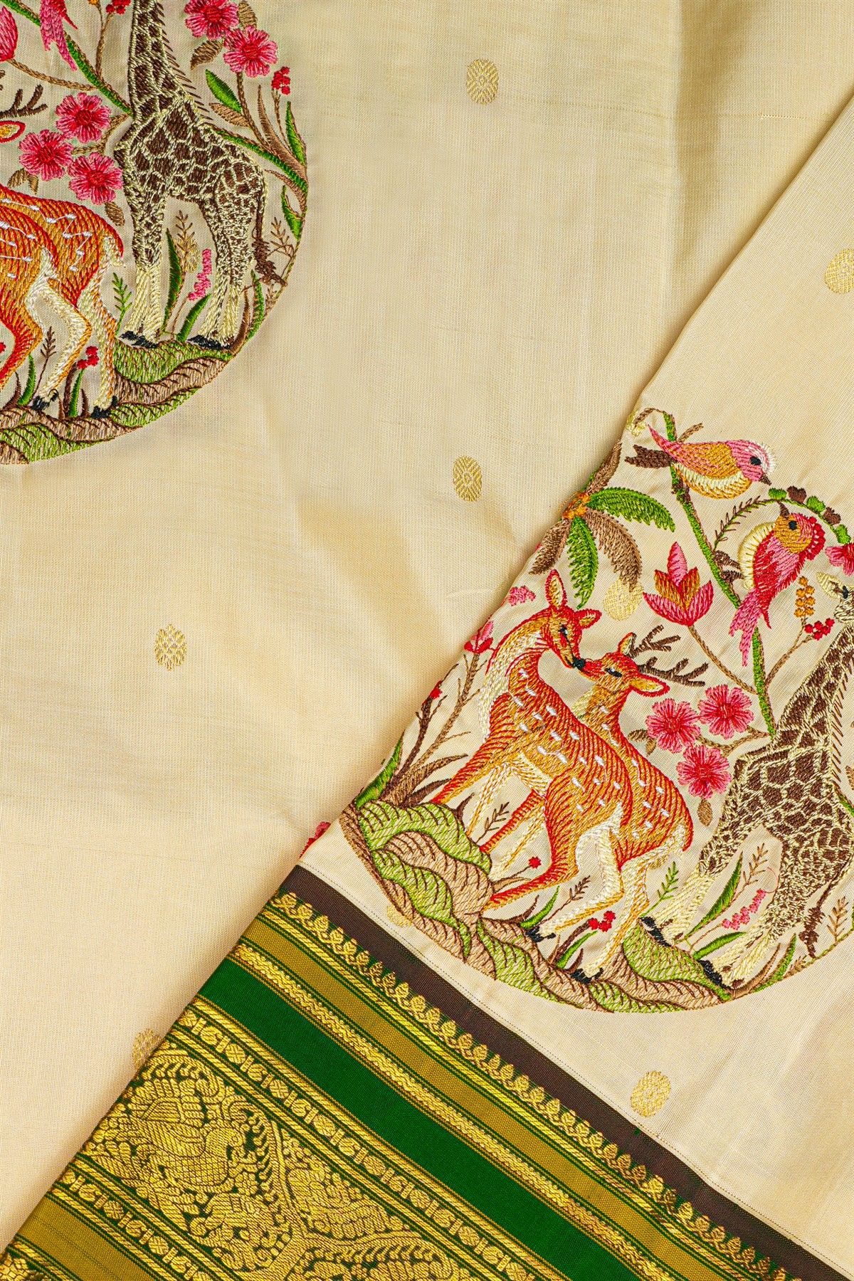Kancheepuram Silk Cream Saree