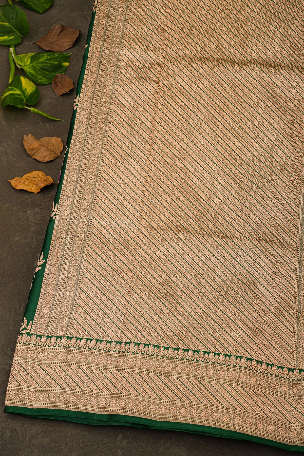 Banarasi Silk Bottle Green Saree