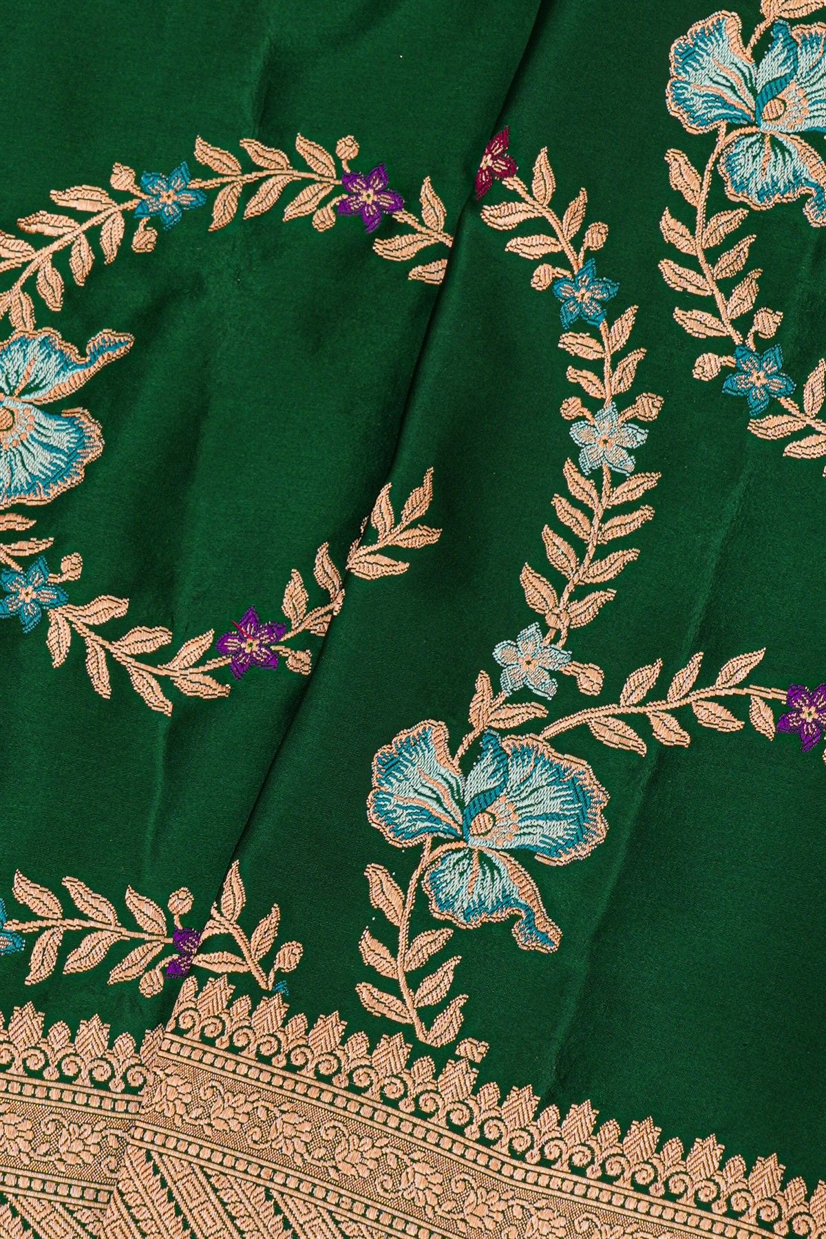 Banarasi Silk Bottle Green Saree