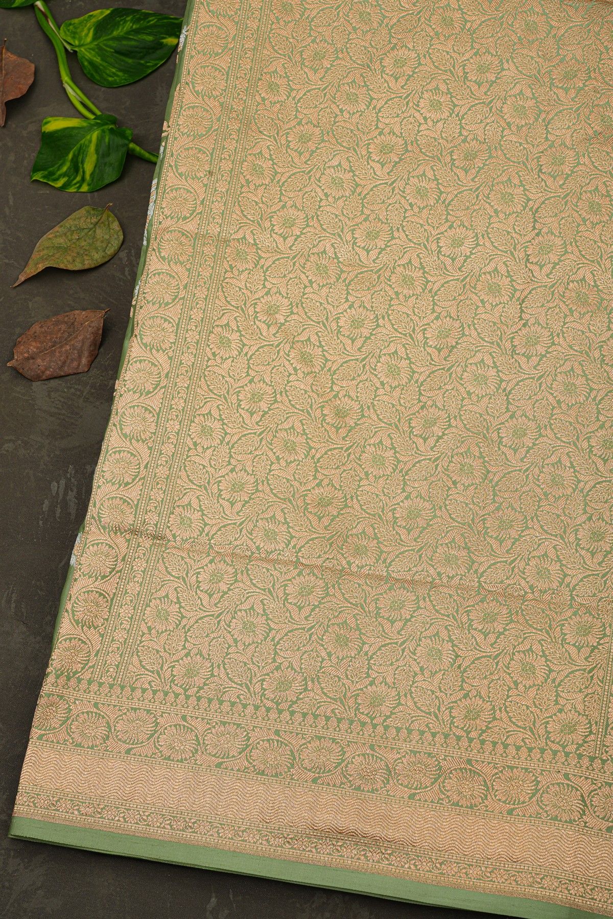 Banarasi Silk Pista Green Saree