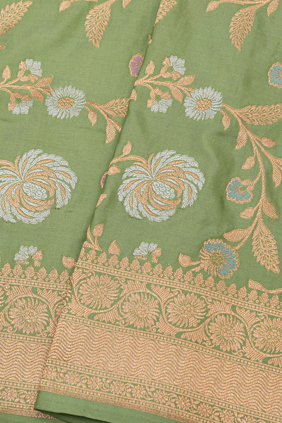 Banarasi Silk Pista Green Saree