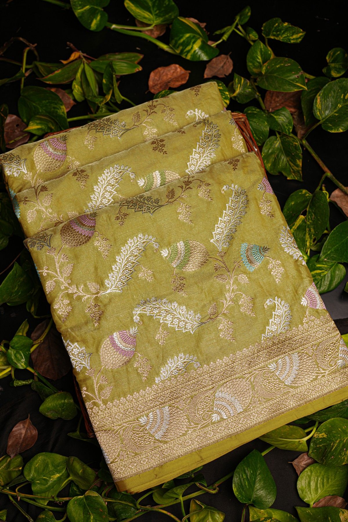 Banarasi Silk Mehendi Green Saree