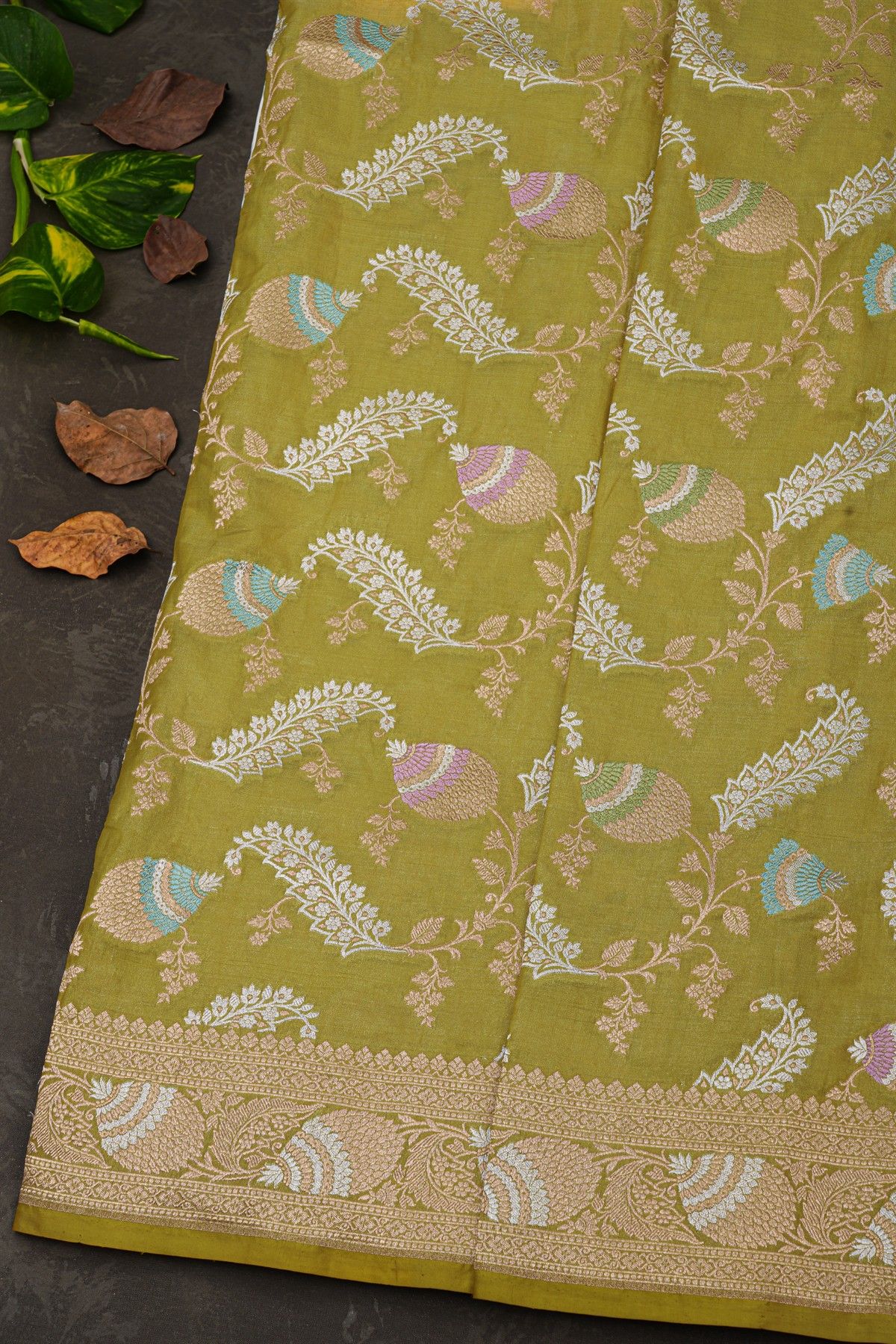 Banarasi Silk Mehendi Green Saree