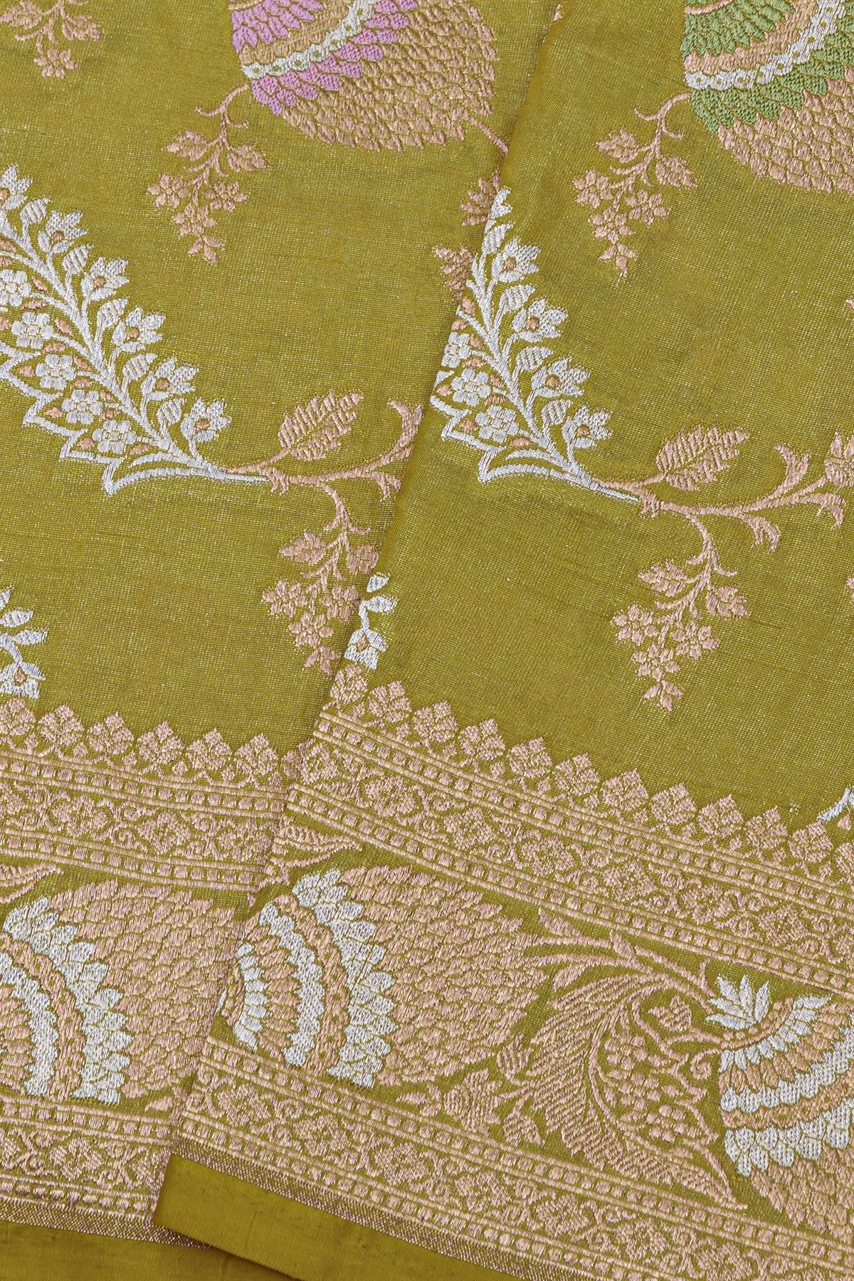 Banarasi Silk Mehendi Green Saree