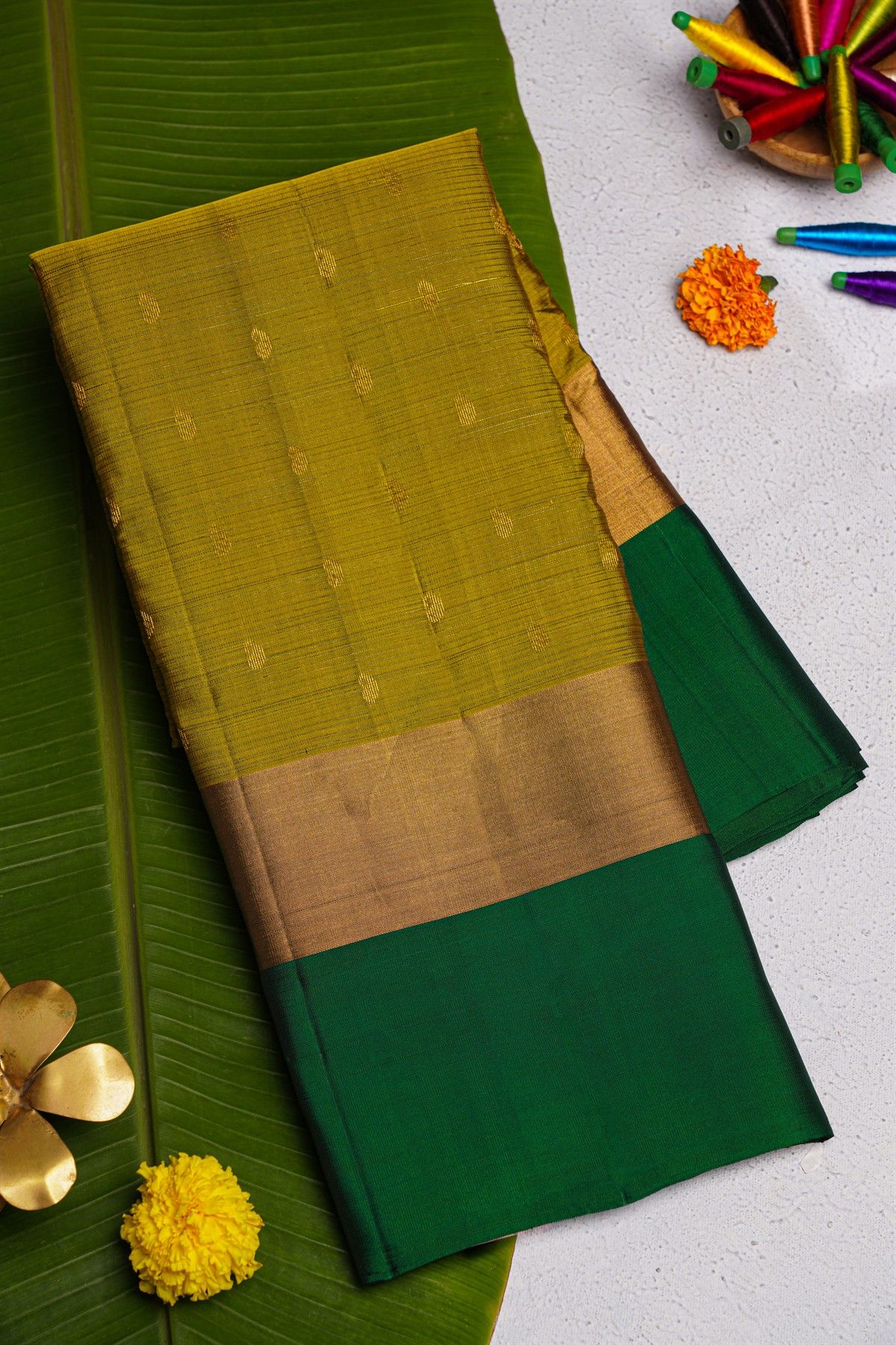 Coimbatore Soft Silk Mehendi Green Saree.