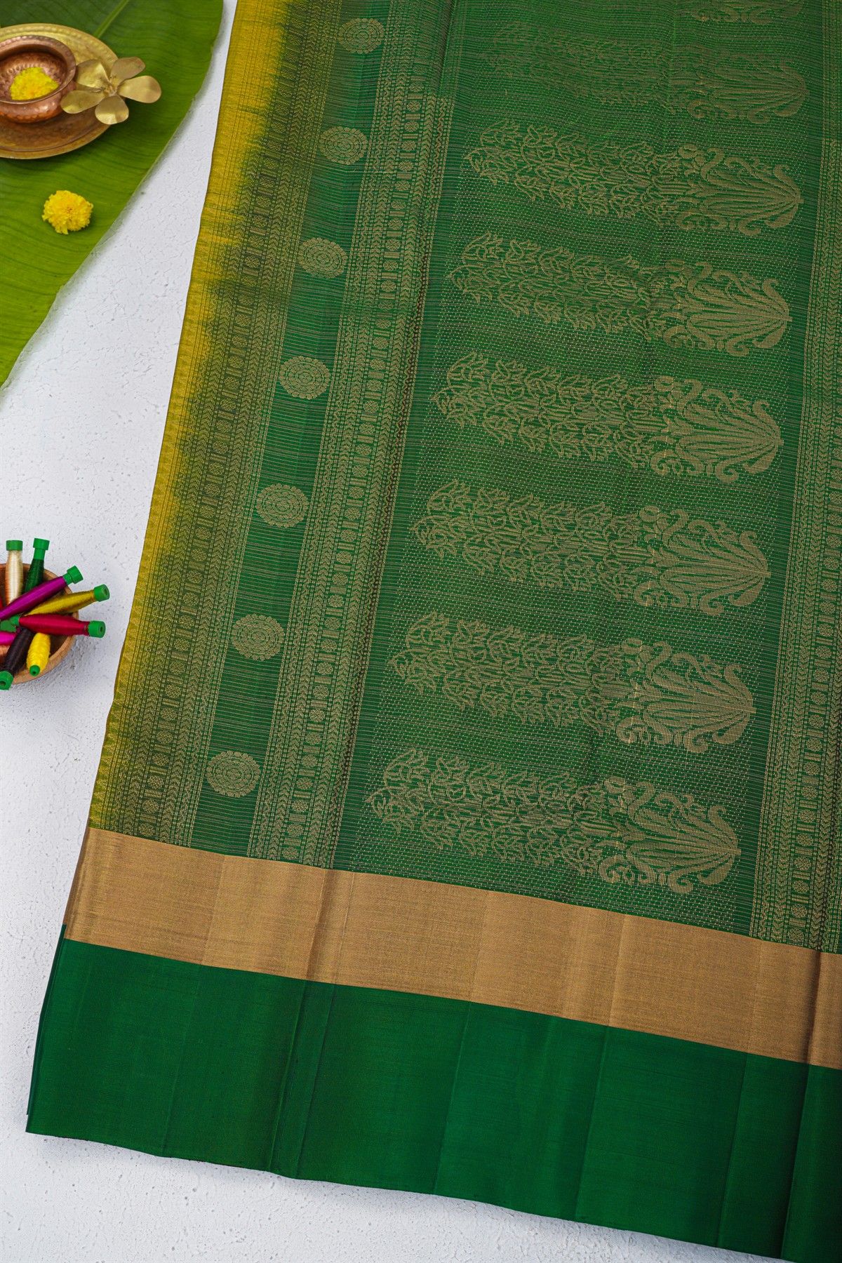 Coimbatore Soft Silk Mehendi Green Saree.