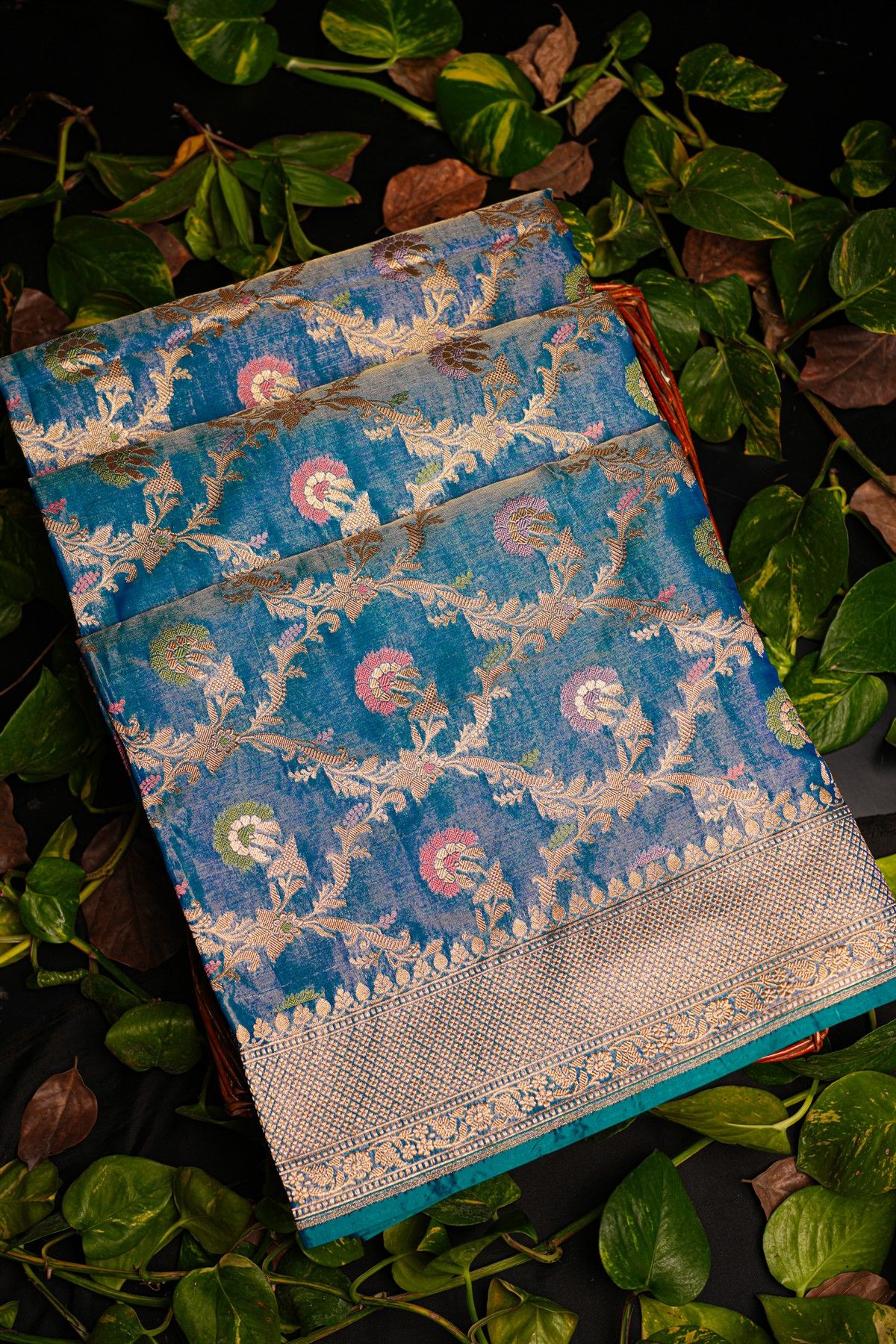 Banarasi Silk Peacock Blue Saree