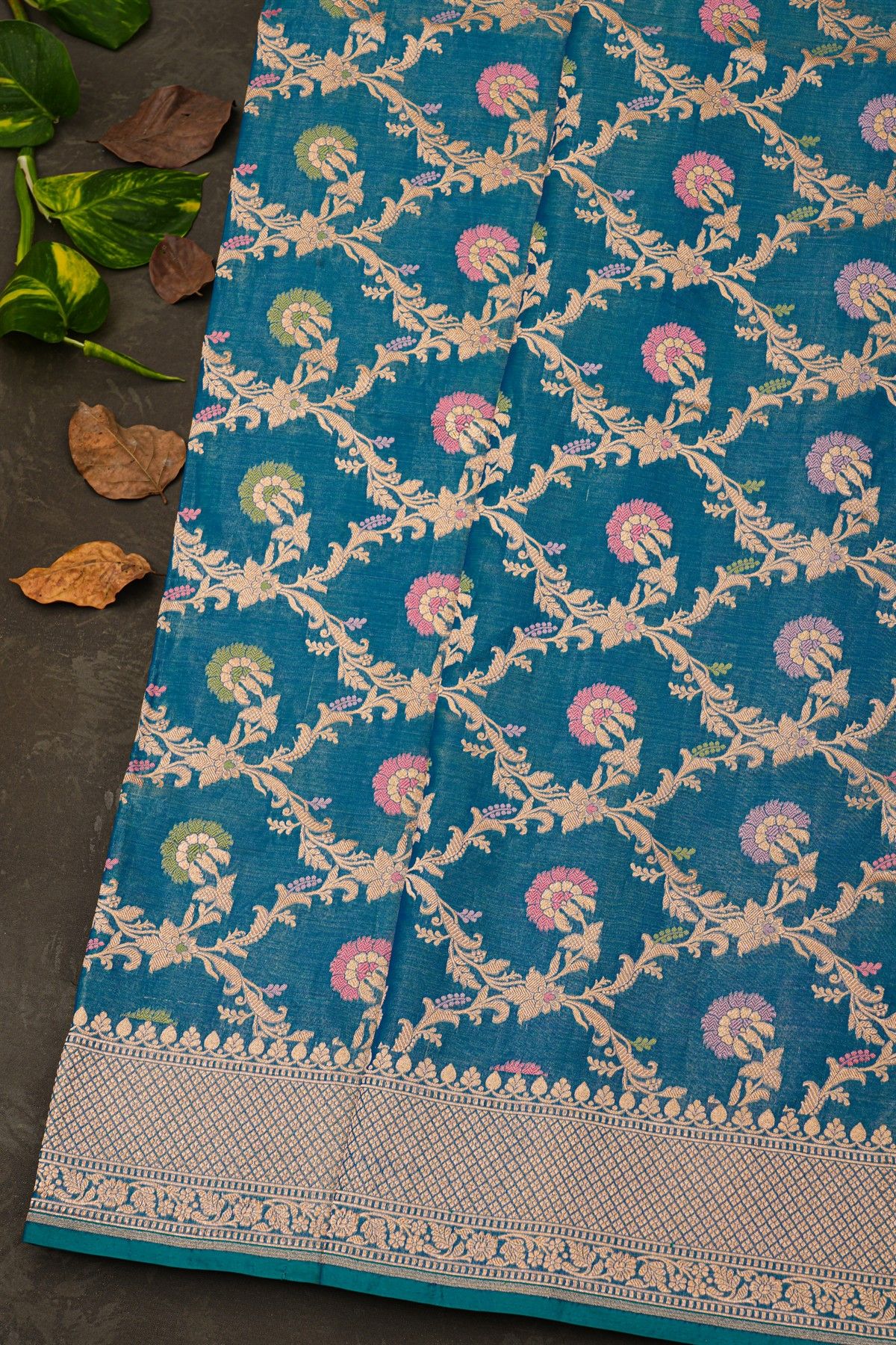 Banarasi Silk Peacock Blue Saree