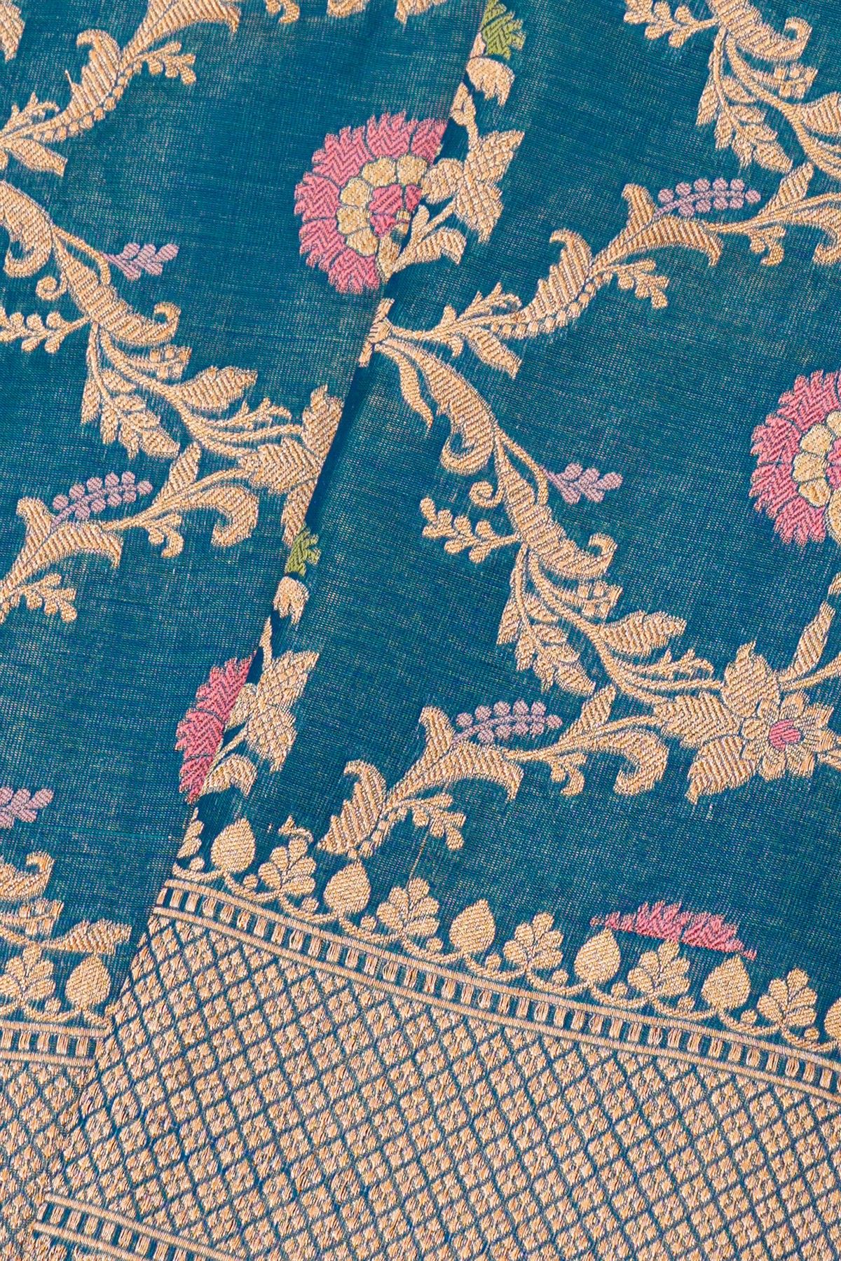 Banarasi Silk Peacock Blue Saree