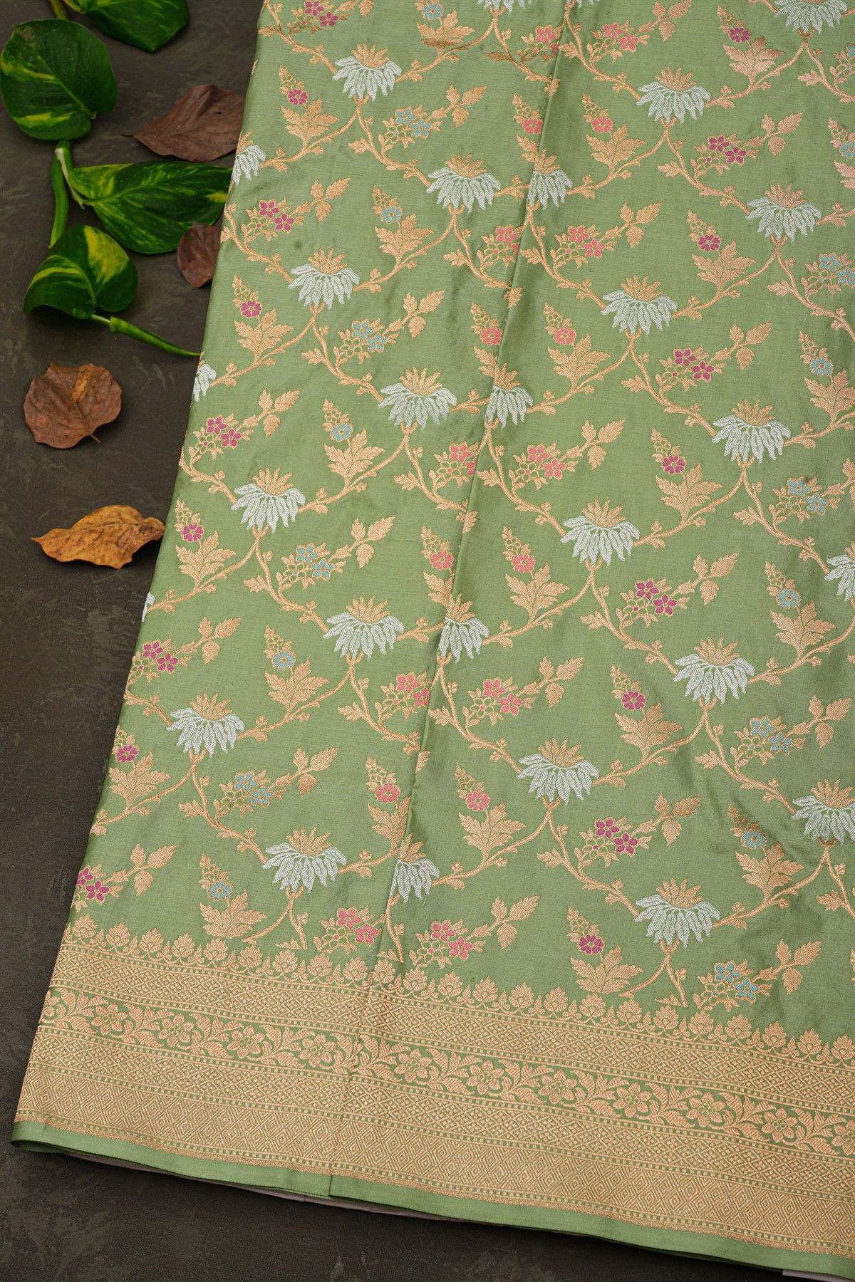 Banarasi Silk Pista Green Saree