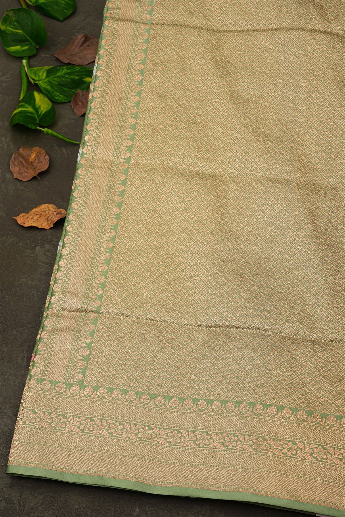 Banarasi Silk Pista Green Saree