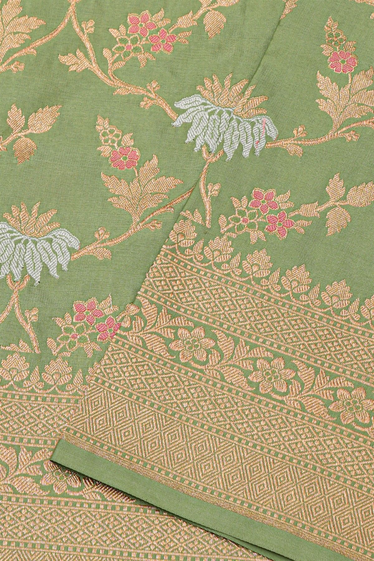 Banarasi Silk Pista Green Saree