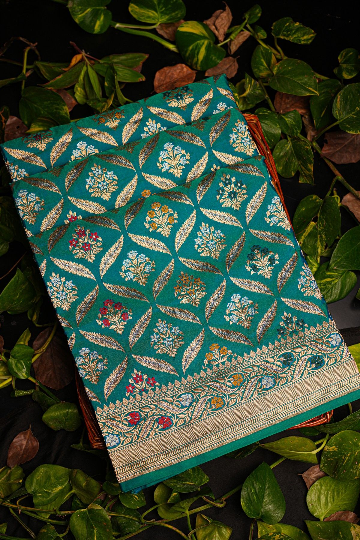 Banarasi Silk Teal Blue Saree
