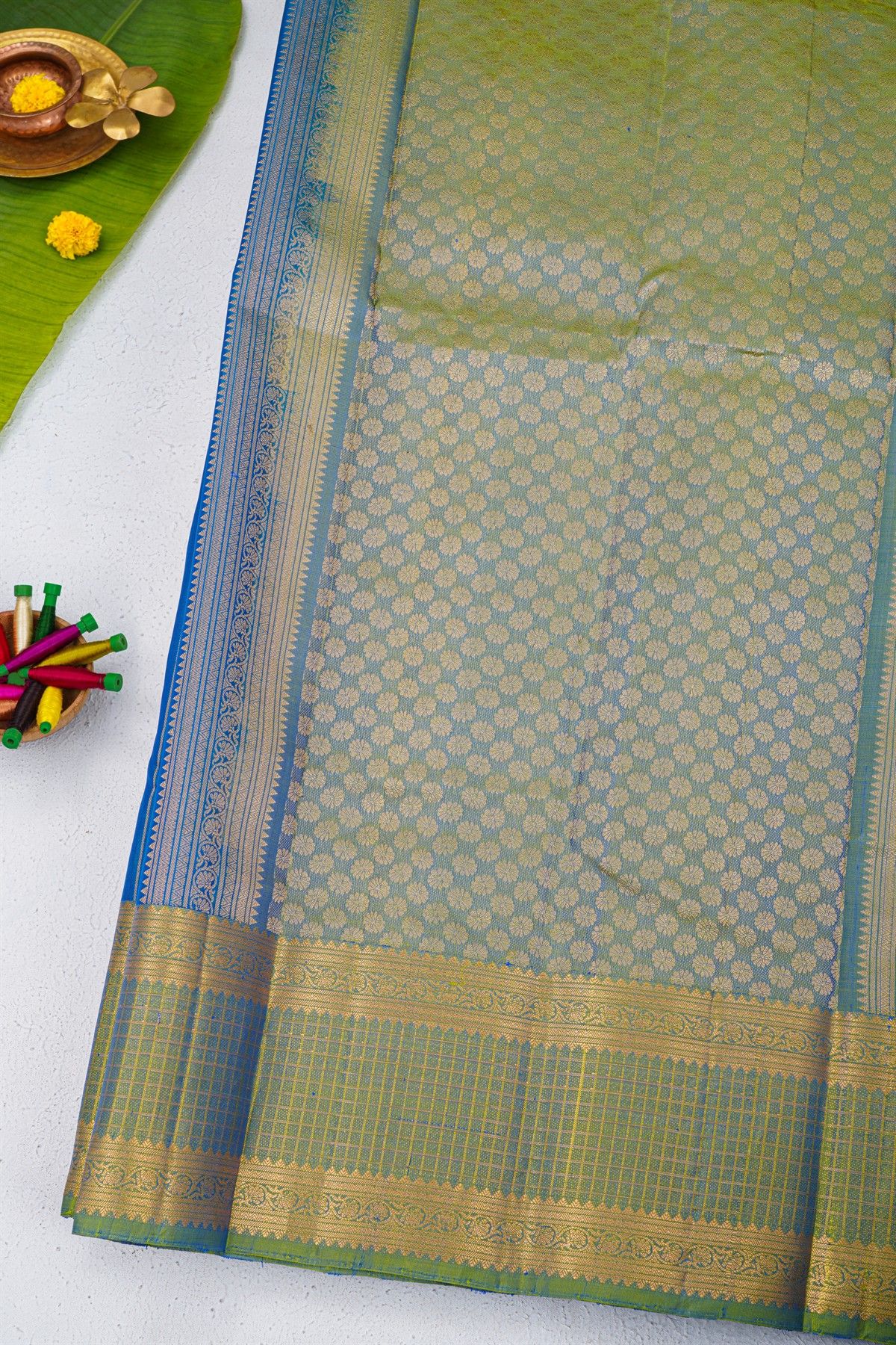 Coimbatore Soft Silk Peacock Blue Saree