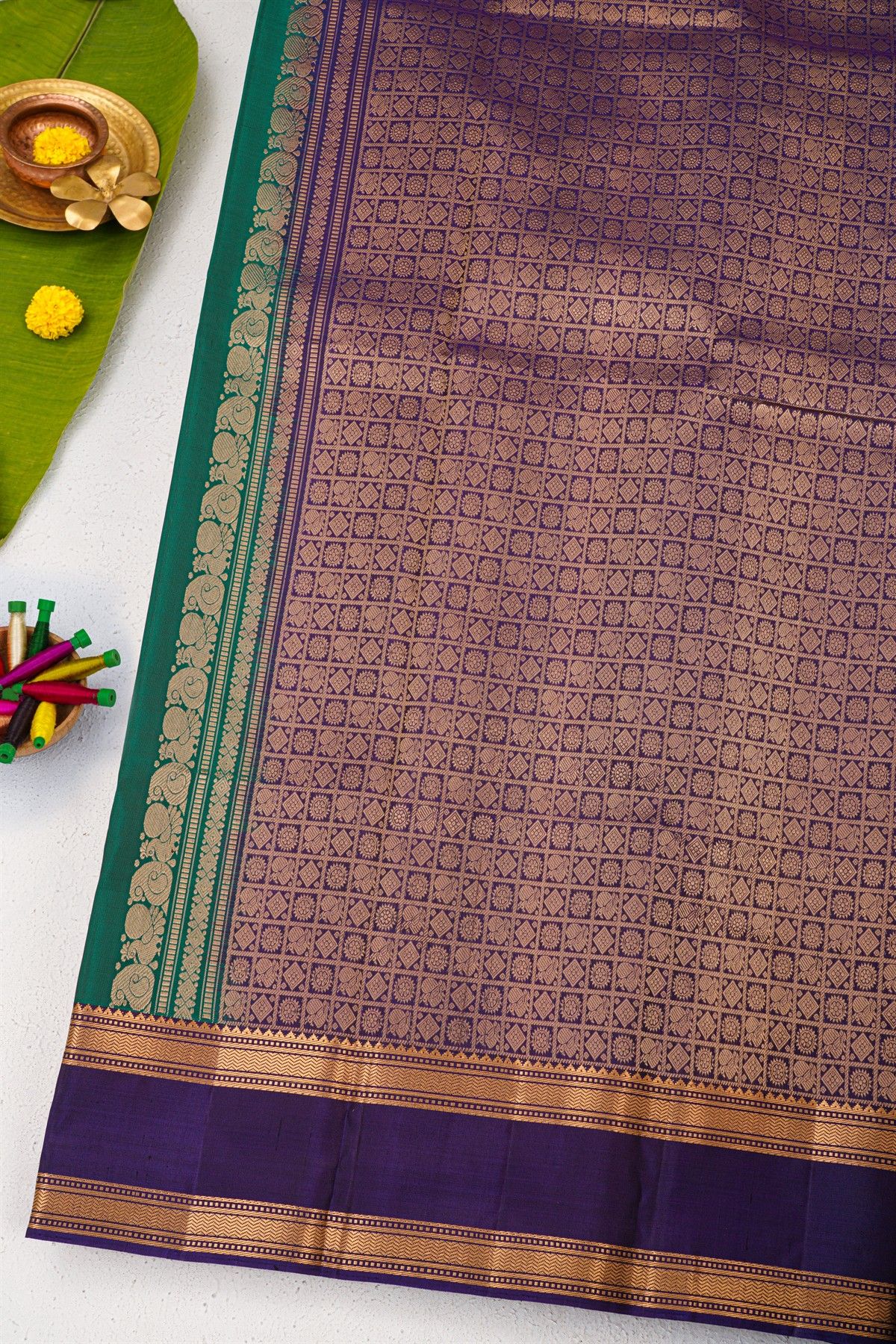 Coimbatore Soft Silk Peacock Green Saree