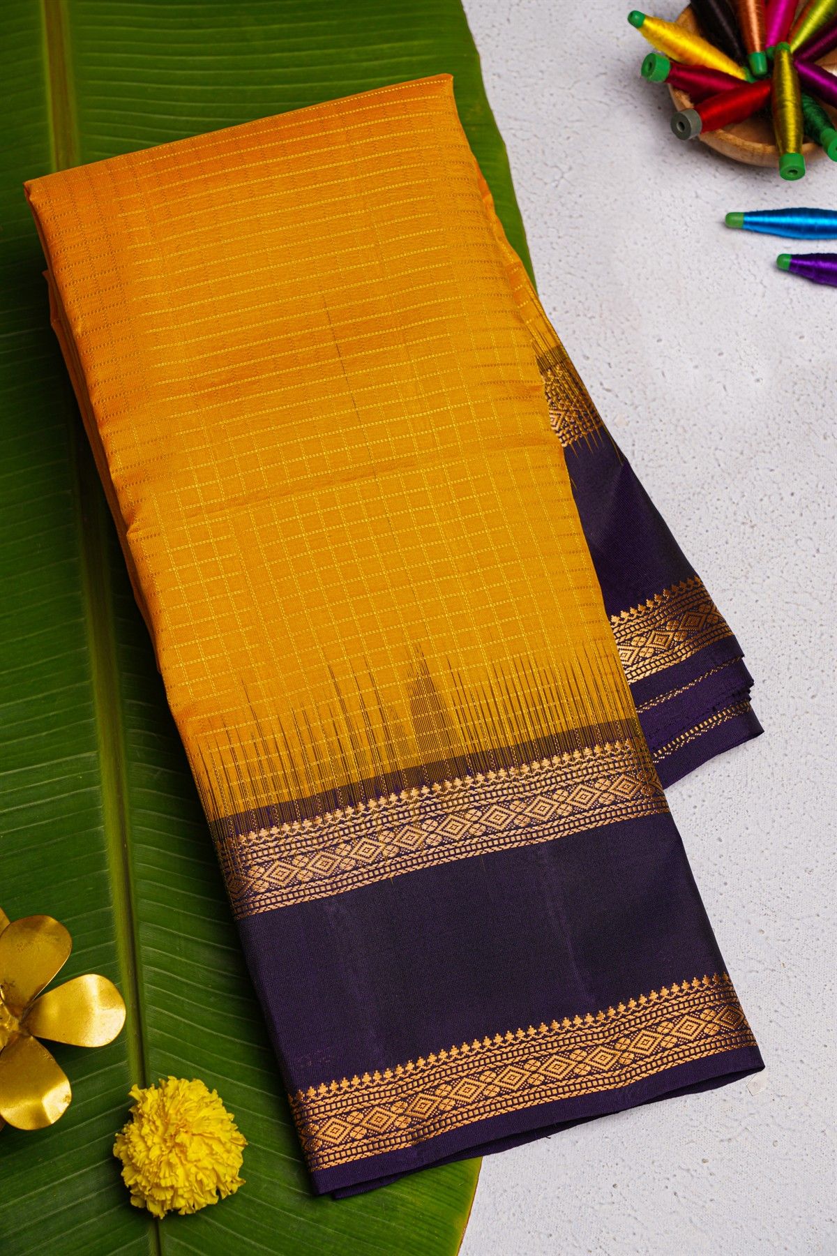 Coimbatore Soft Silk Mustard Saree
