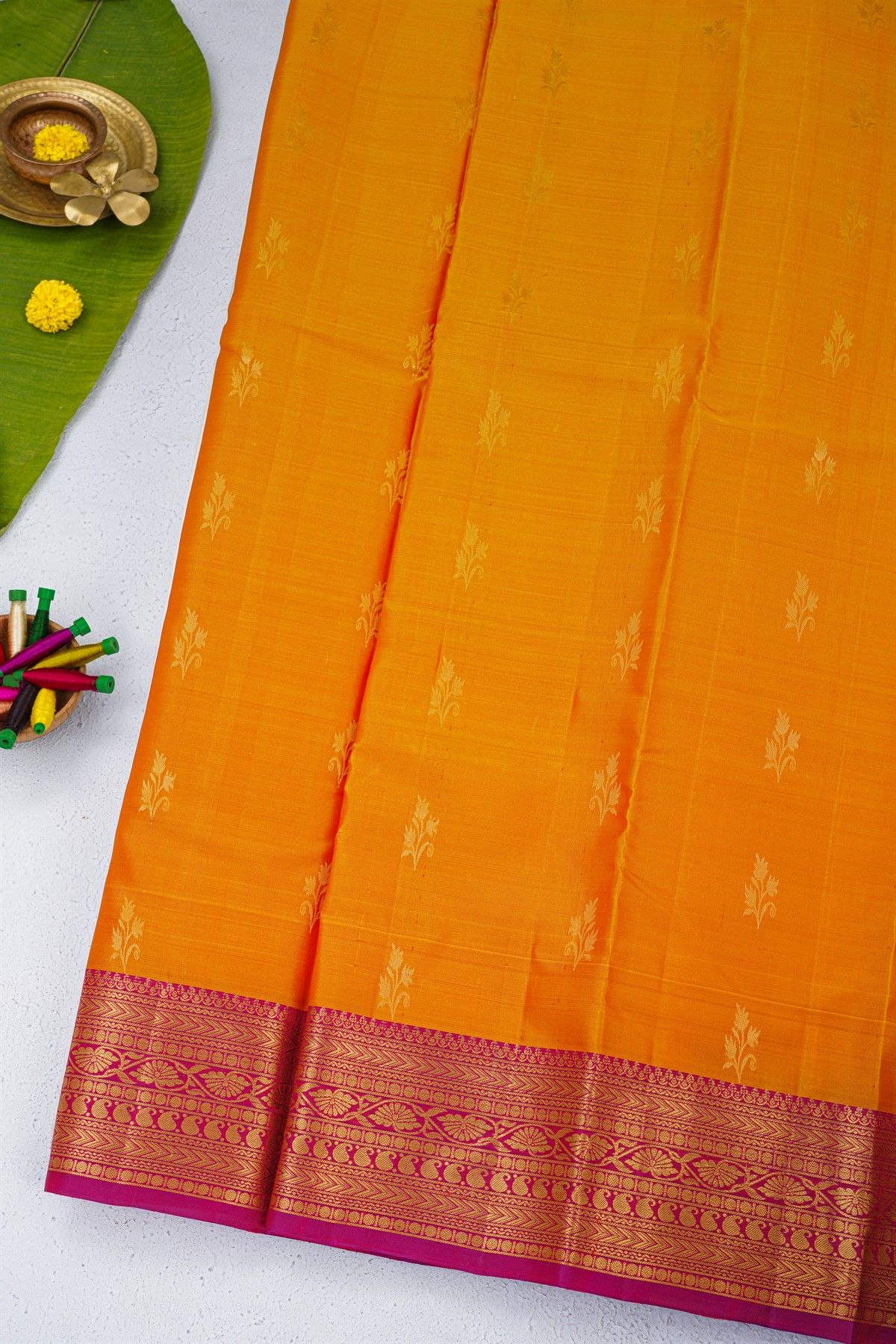 Coimbatore Soft Silk Orange Saree