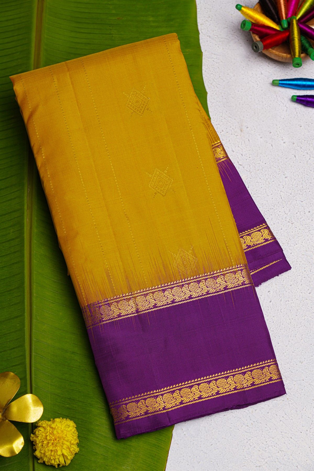 Coimbatore Soft Silk Mustard Yellow Saree