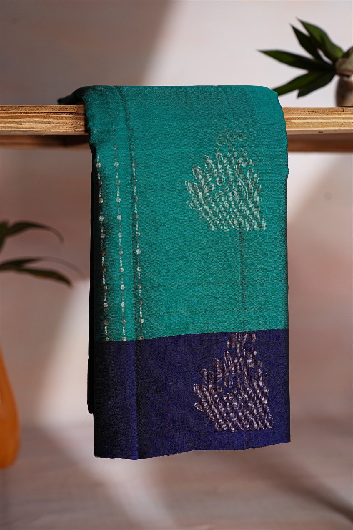 Coimbatore Soft Silk Peacock Blue Saree