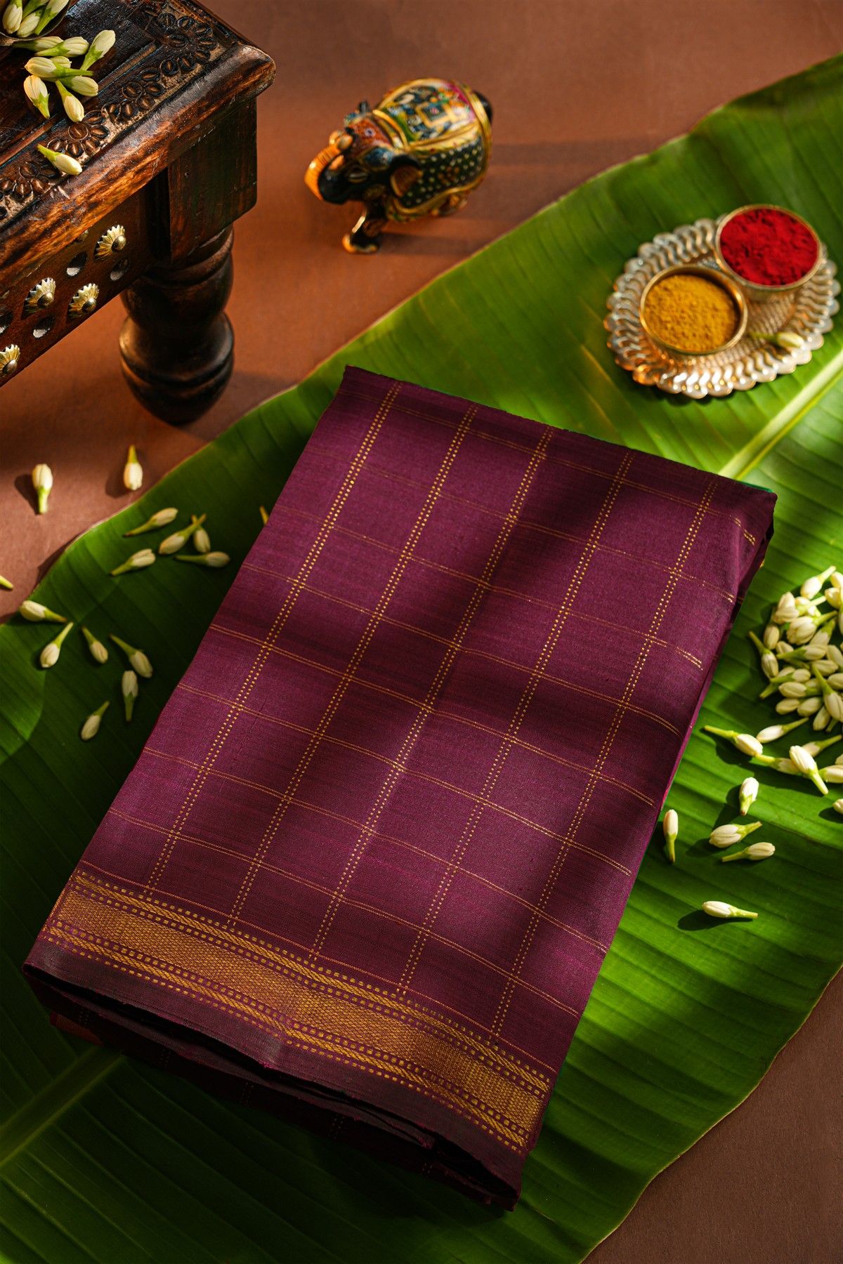 Kancheepuram Silk Wine Saree