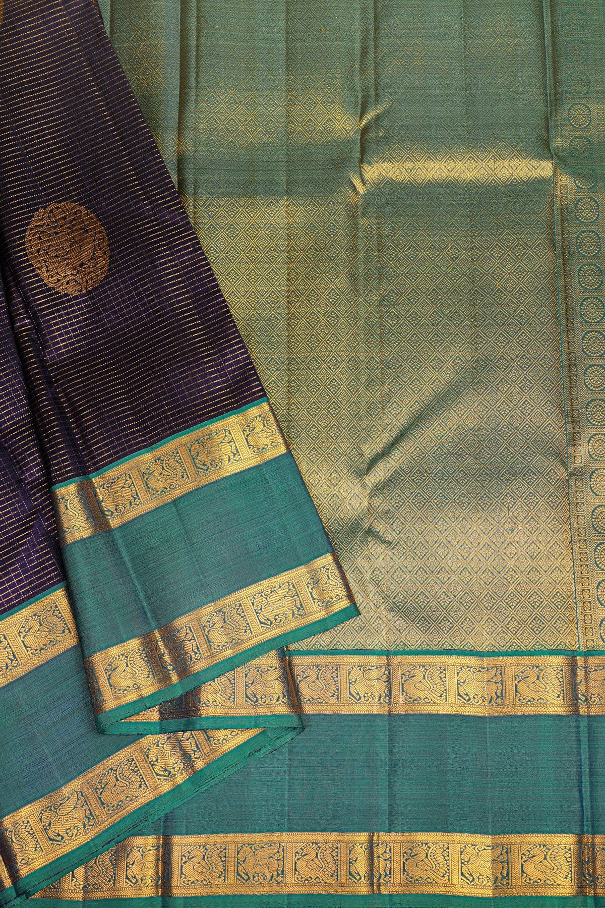 Kancheepuram Silk Navy Blue Saree