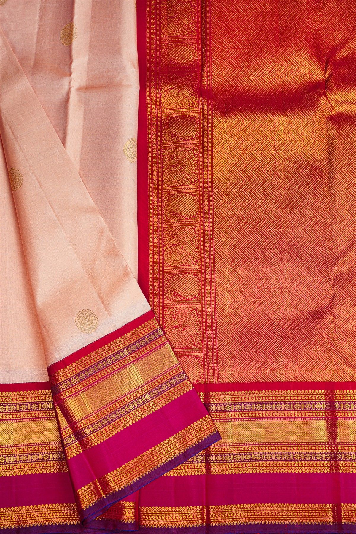 Kancheepuram Silk Peach Saree