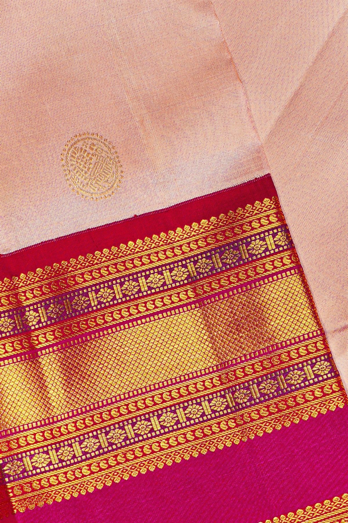 Kancheepuram Silk Peach Saree