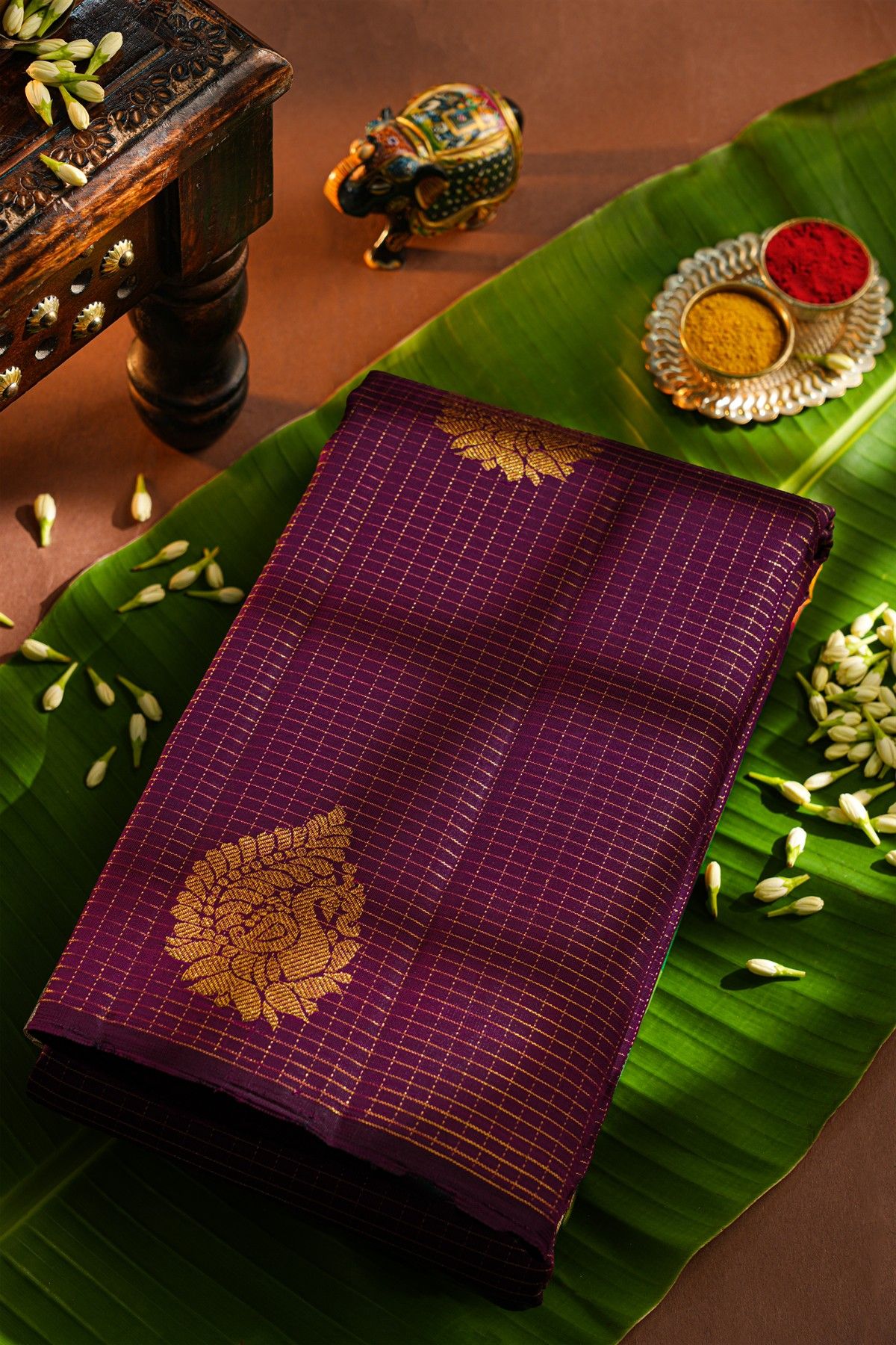 Kancheepuram Silk Wine Saree