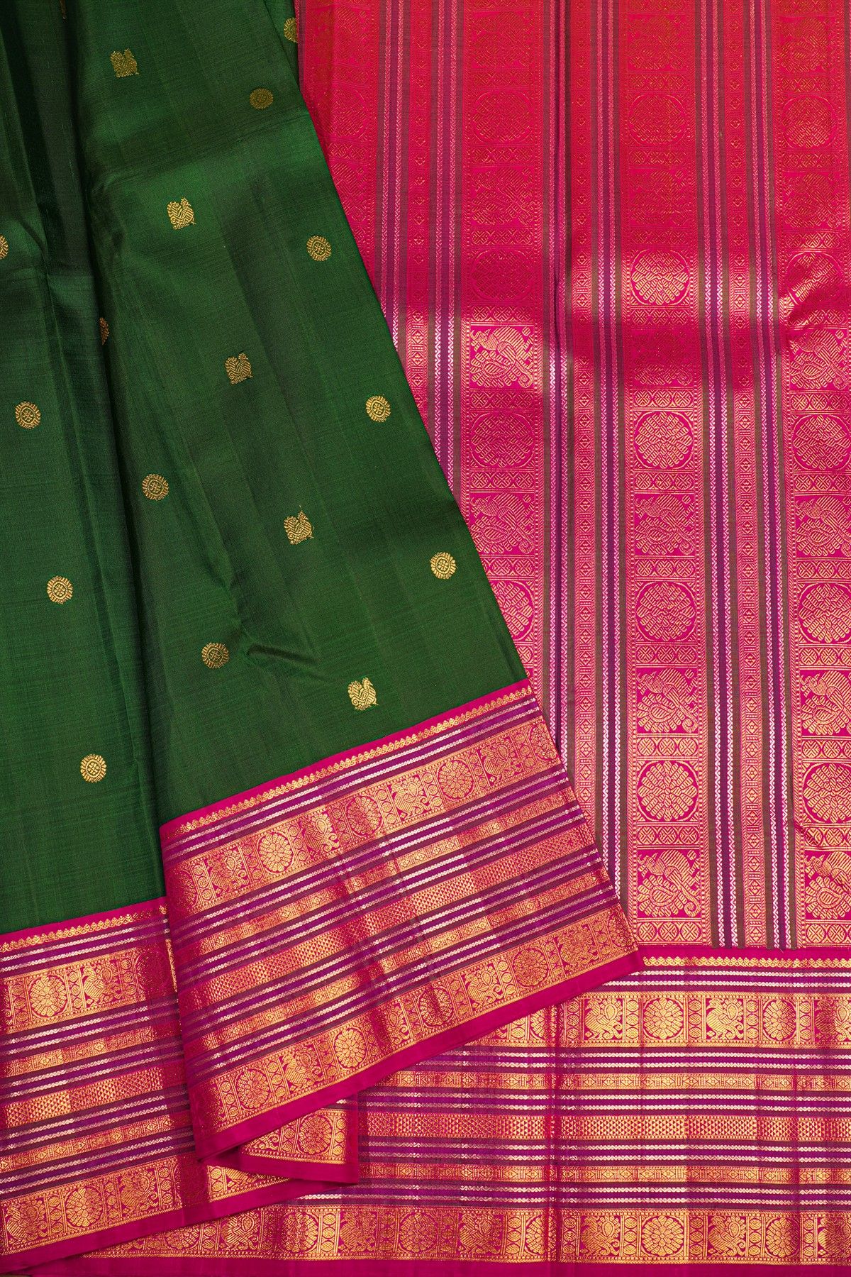 Kancheepuram Silk Bottle Green Saree