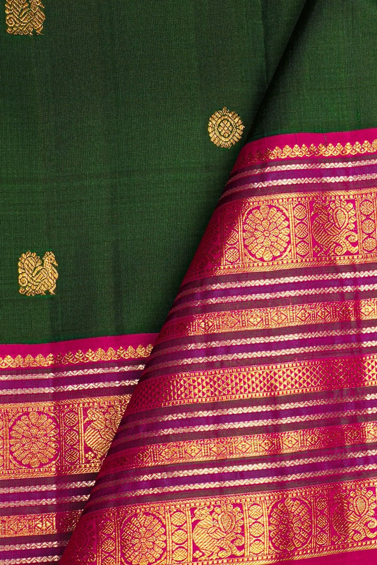 Kancheepuram Silk Bottle Green Saree