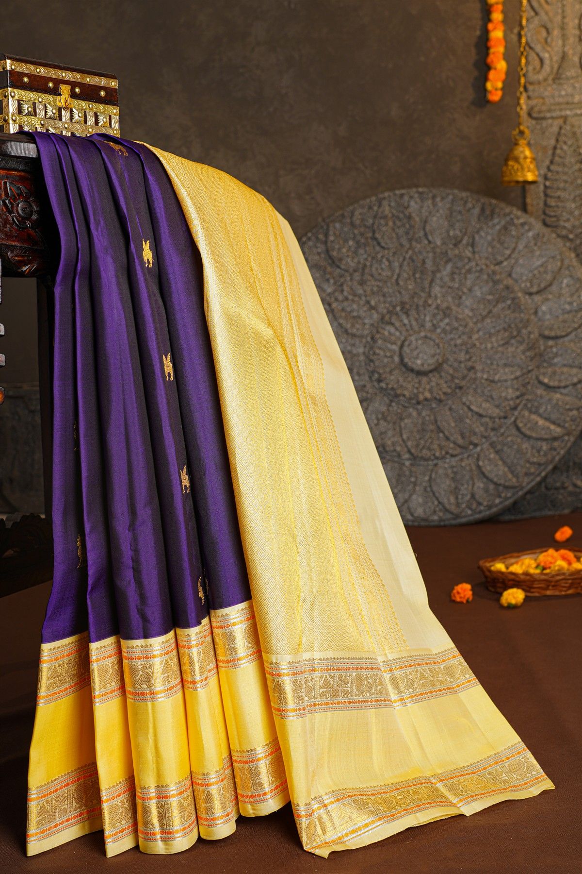 Kancheepuram Silk Navy Blue Saree