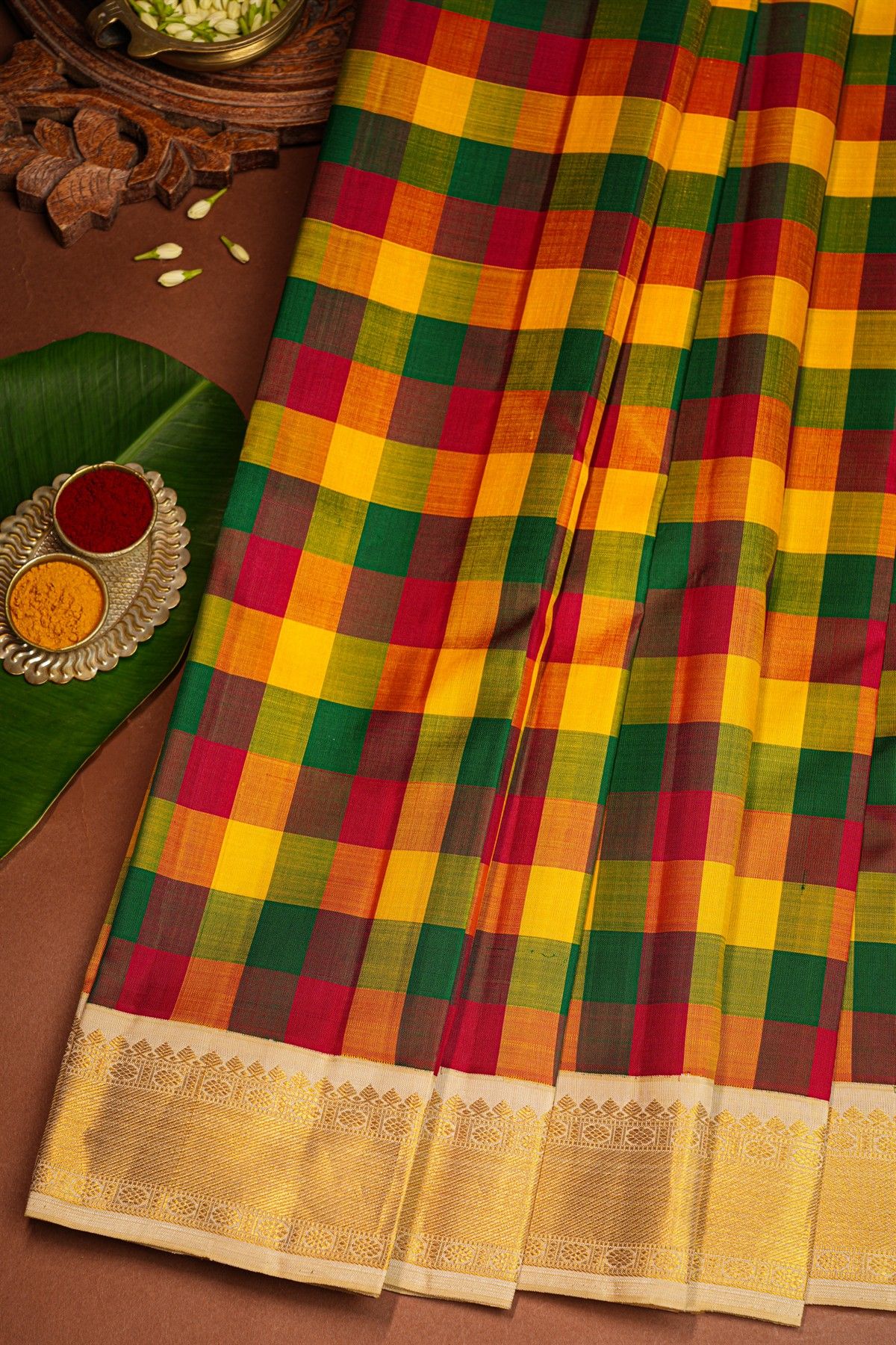 Kancheepuram Silk Multi-Colour Saree