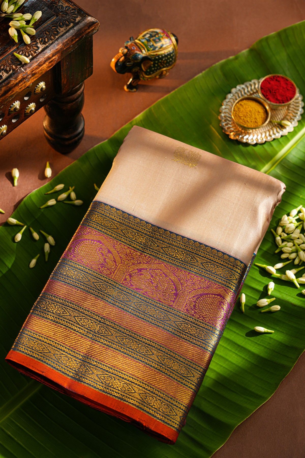 Kancheepuram Silk Light Peach Saree