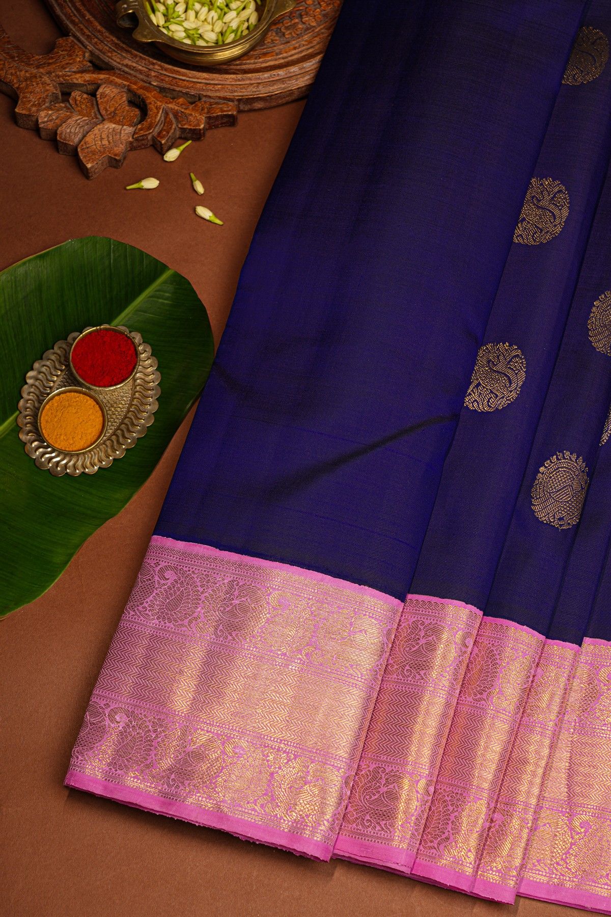 Kancheepuram Silk Navy Blue Saree