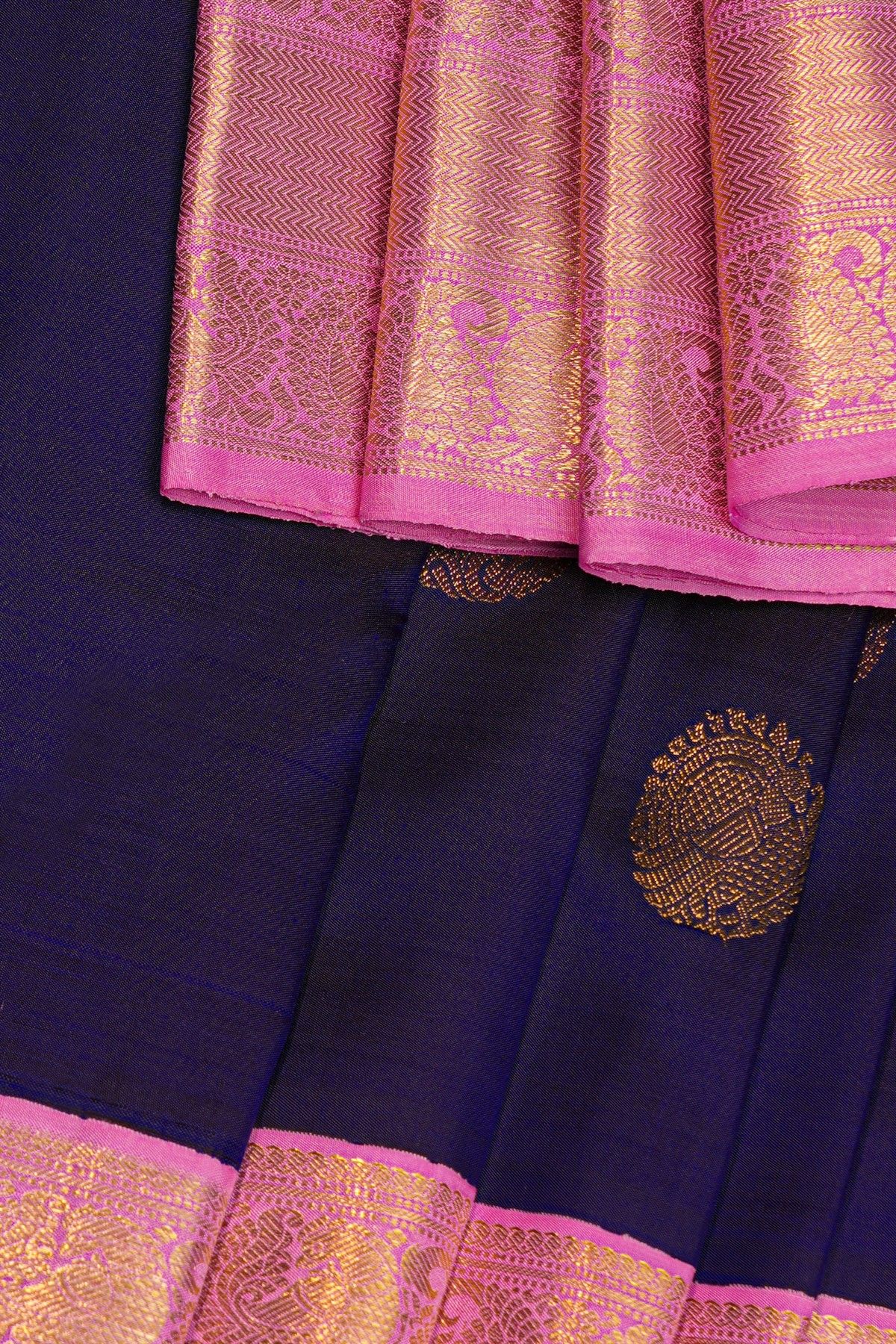 Kancheepuram Silk Navy Blue Saree