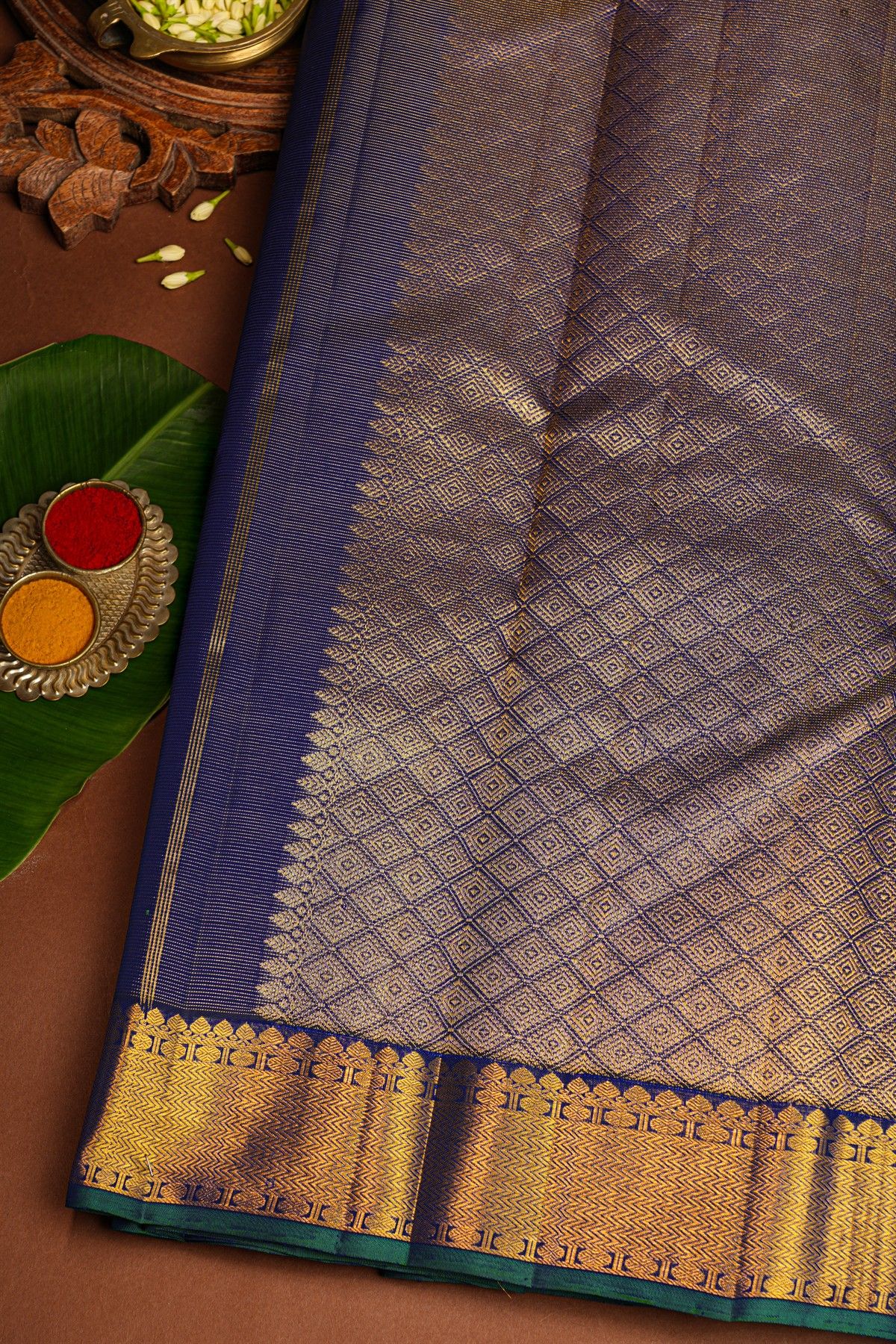 Kancheepuram Silk Navy Blue Saree