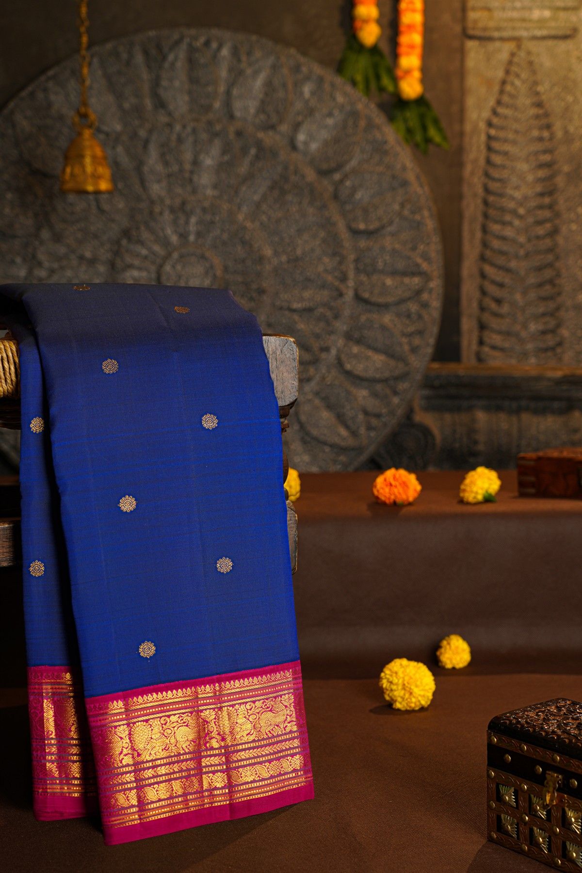 Kancheepuram Silk Peacock Blue Saree