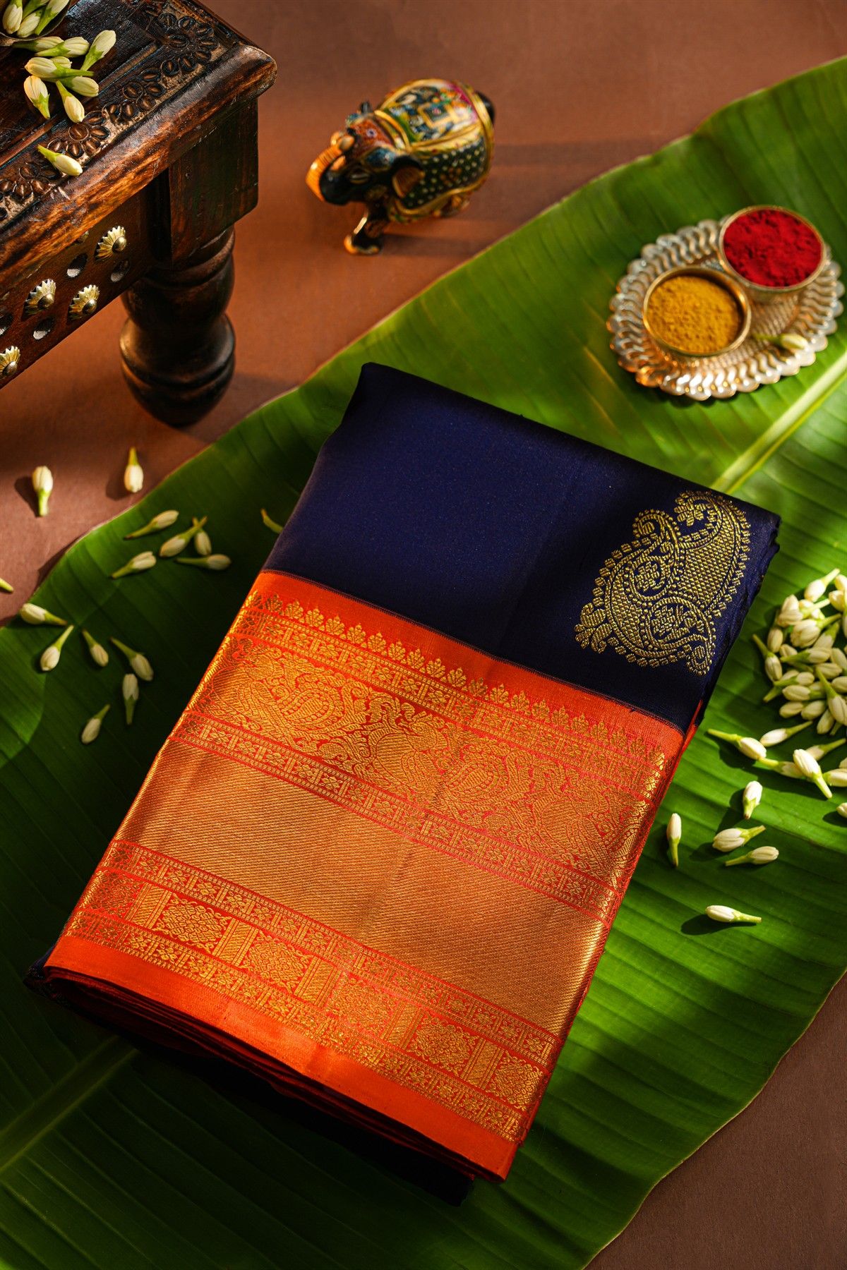 Kancheepuram Silk Navy Blue Saree