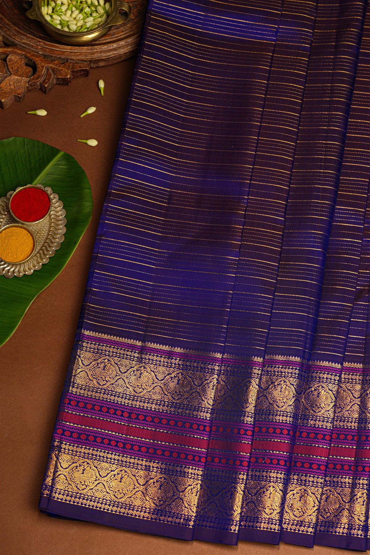 Kancheepuram Silk Navy Blue Saree