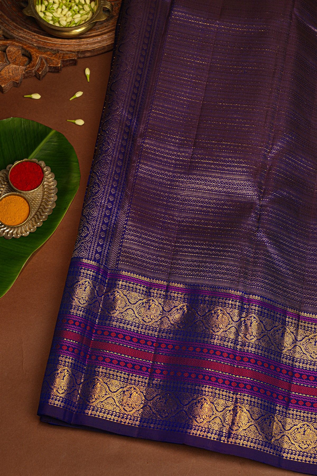 Kancheepuram Silk Navy Blue Saree