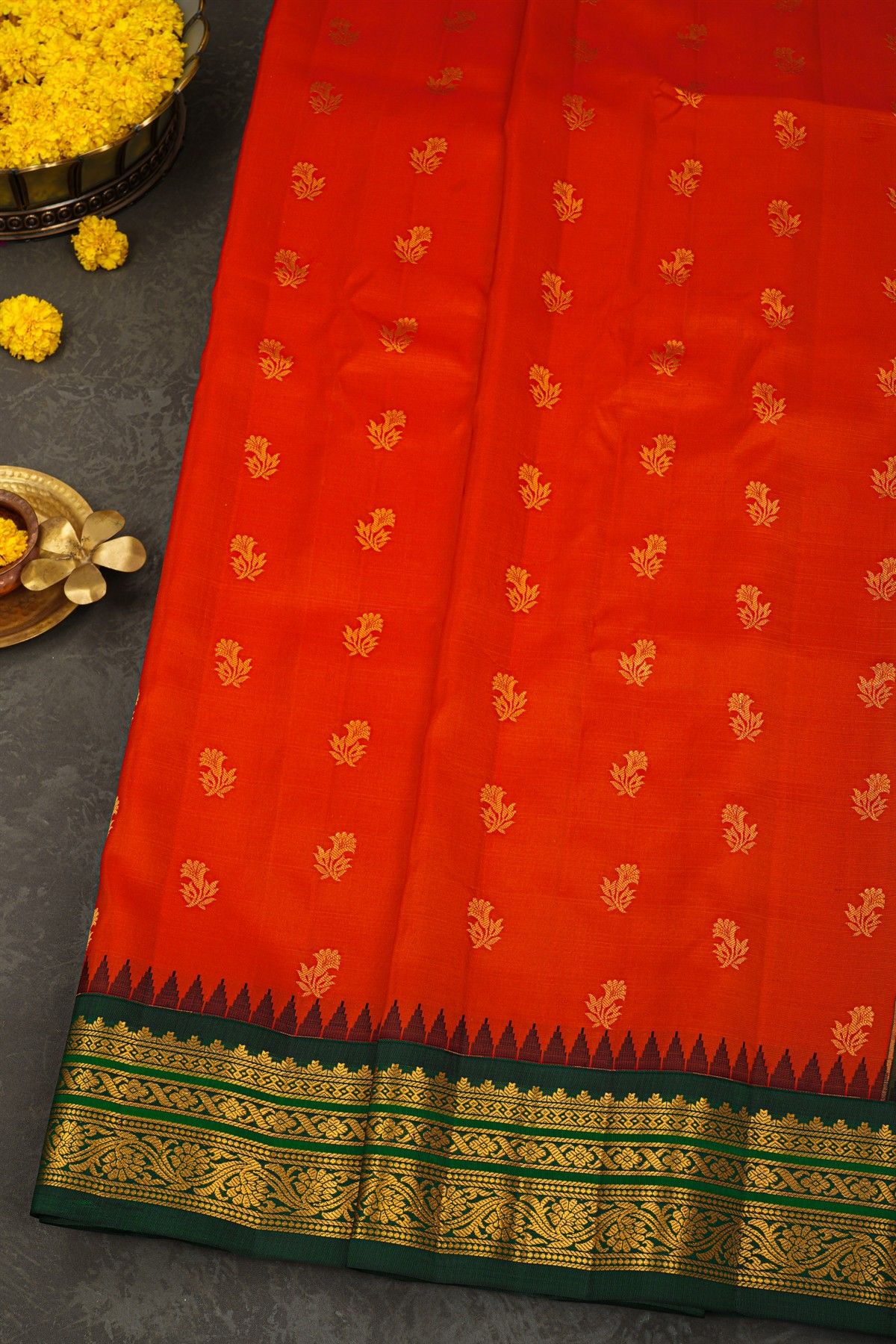 Gadwal Silk Orange Saree
