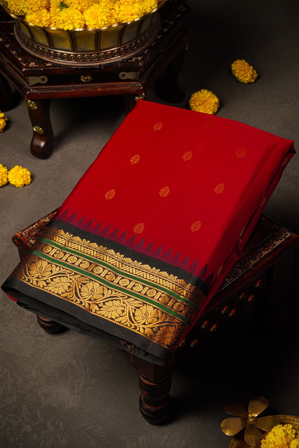 Gadwal Silk Maroon Saree